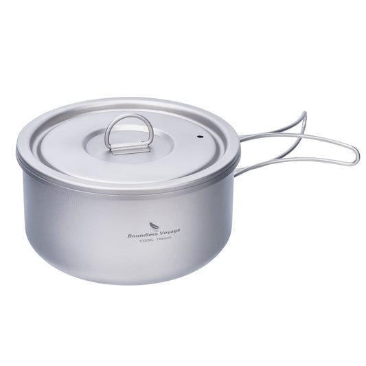 Boundless Voyage Titanium Pot with Lid Outdoor Camping Individual Soldier Pot Single Layer Lunch Box Ti2041C