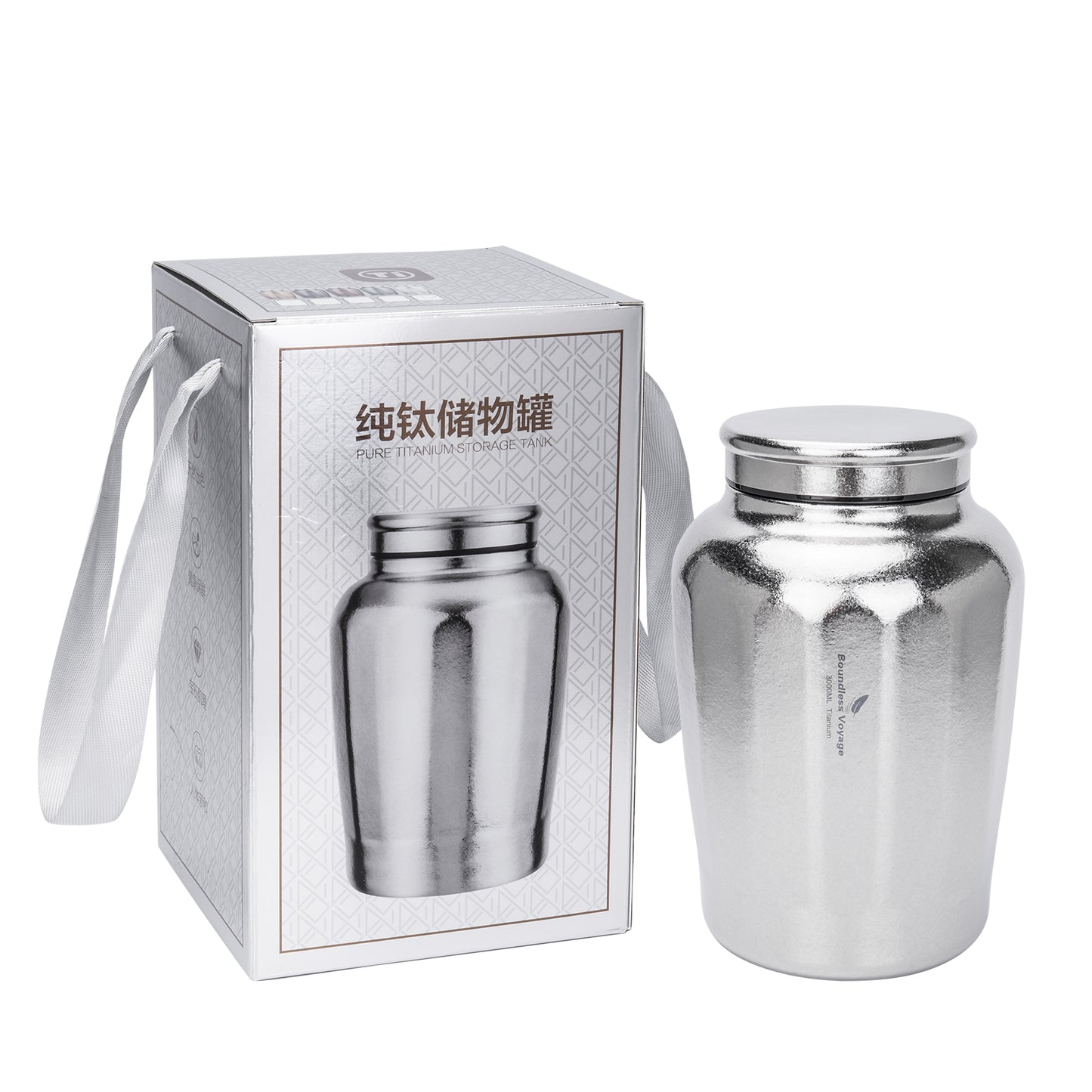 Boundless Voyage 3000ML Pure Titanium Airtight Storage Canister, Large Capacity Sealed Tea Coffee Container, Lightweight Food Storage Jar for Grains Nuts, Home & Camping Use Ti3212A