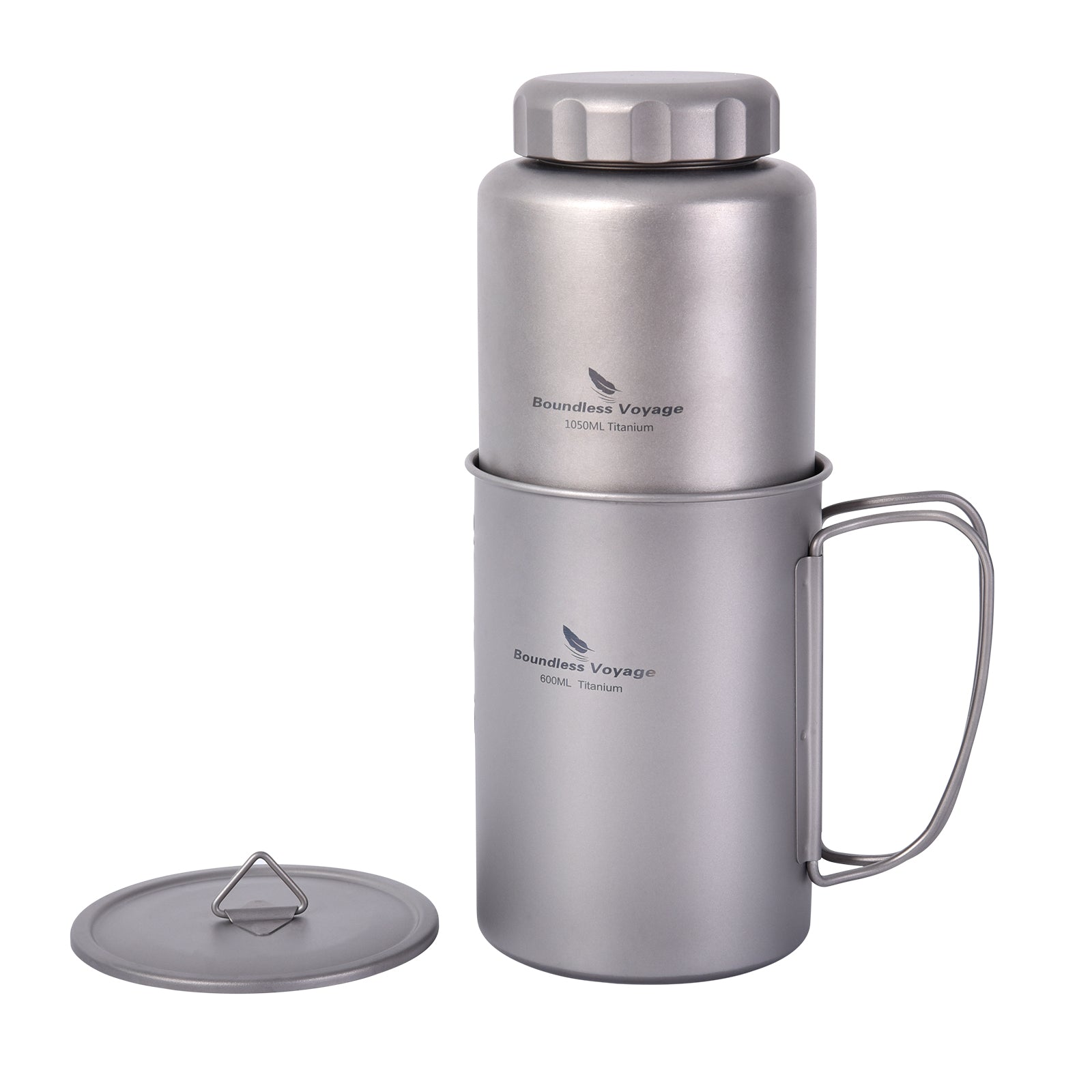 Titanium Water Bottle & Nesting Cup Kit 1050ml + 600ml | Ti3007D