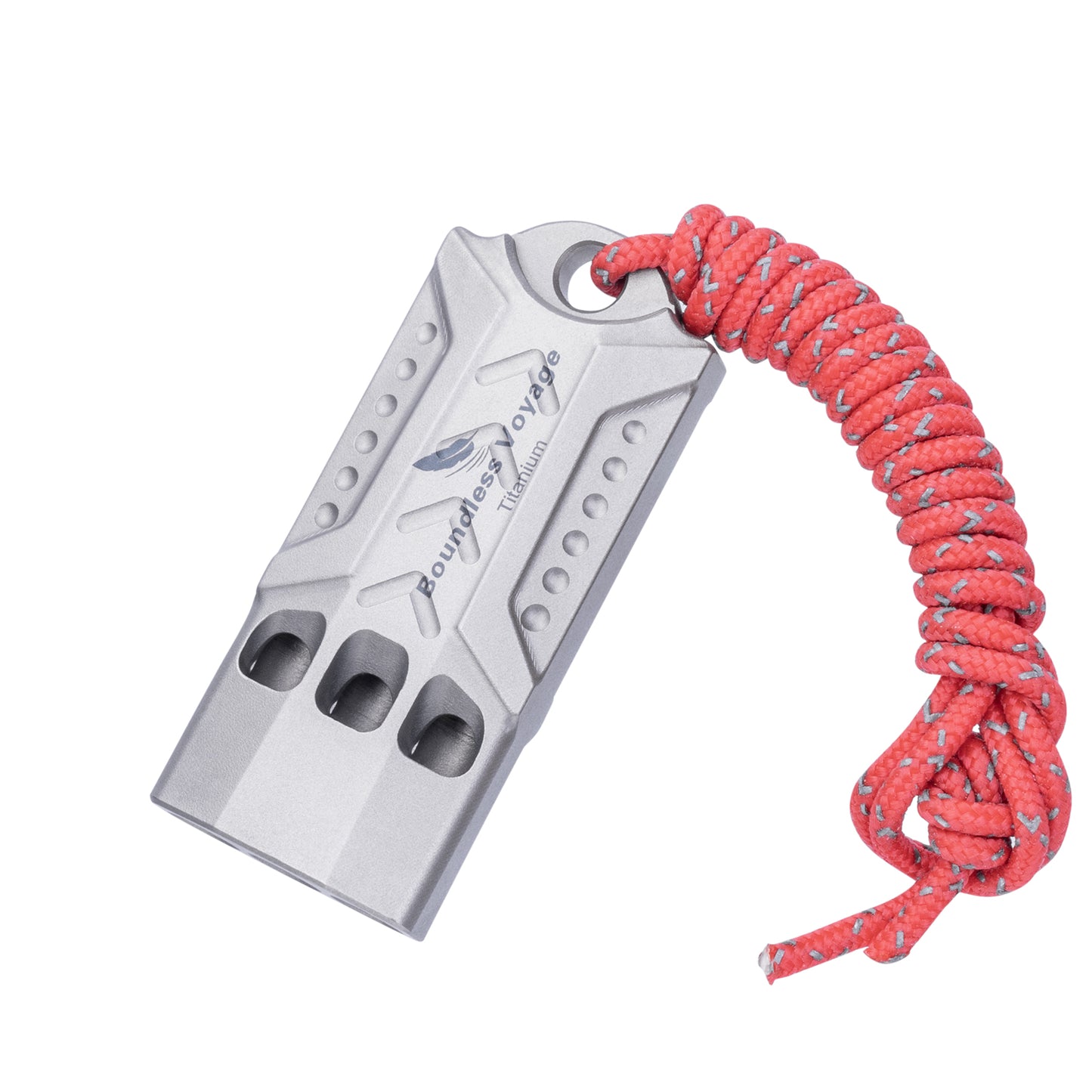 Boundless Voyage Titanium Whistle Emergency Survival Safety Whistles with Lanyard Loud for Outdoor Camping Hiking Coaches Training Sports Keychain Whistle Ti9022O