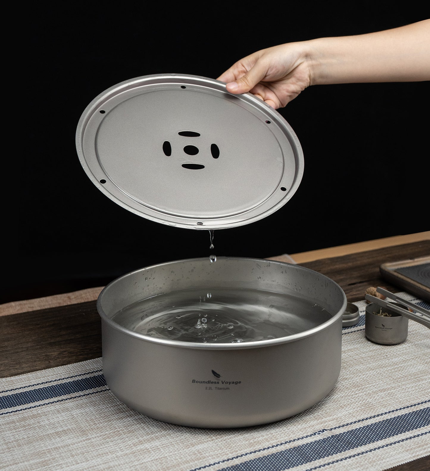 Boundless Voyage Titanium Tea Tray Serving Tray Travel Home Office Tea Coffee Container Drainage Water Storage Titanium Pot Ti3214D