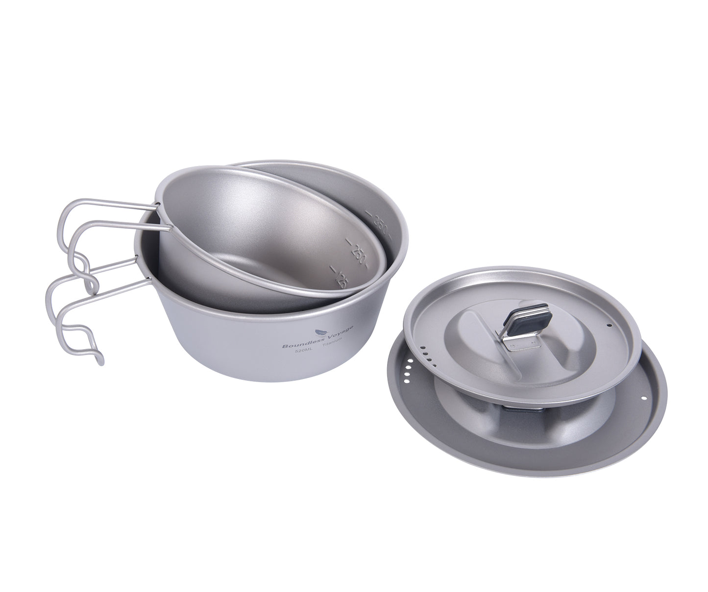 Boundless Voyage Titanium Sierra Bowl Cup with Handle & Lid | Portable Outdoor Camping Tableware Mug, 350ml / 520ml for Hiking Travel  Ti1097T -Ti1099T