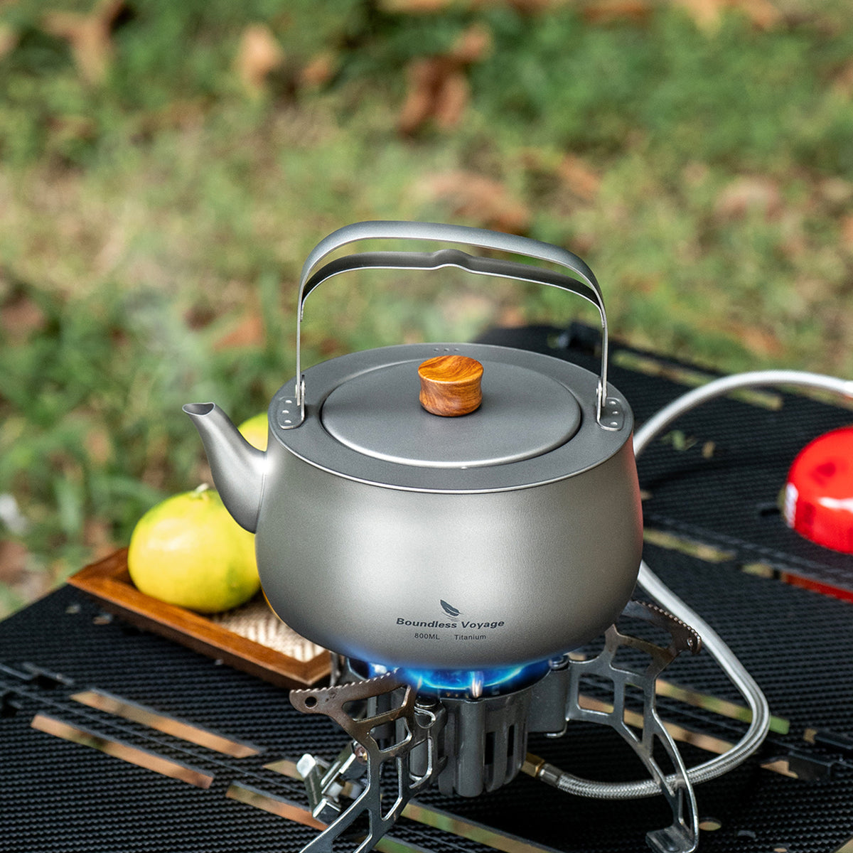 Boundless Voyage Titanium Camping Kettle 800ml with Folding Handle for Outdoor Camping Ti3130D