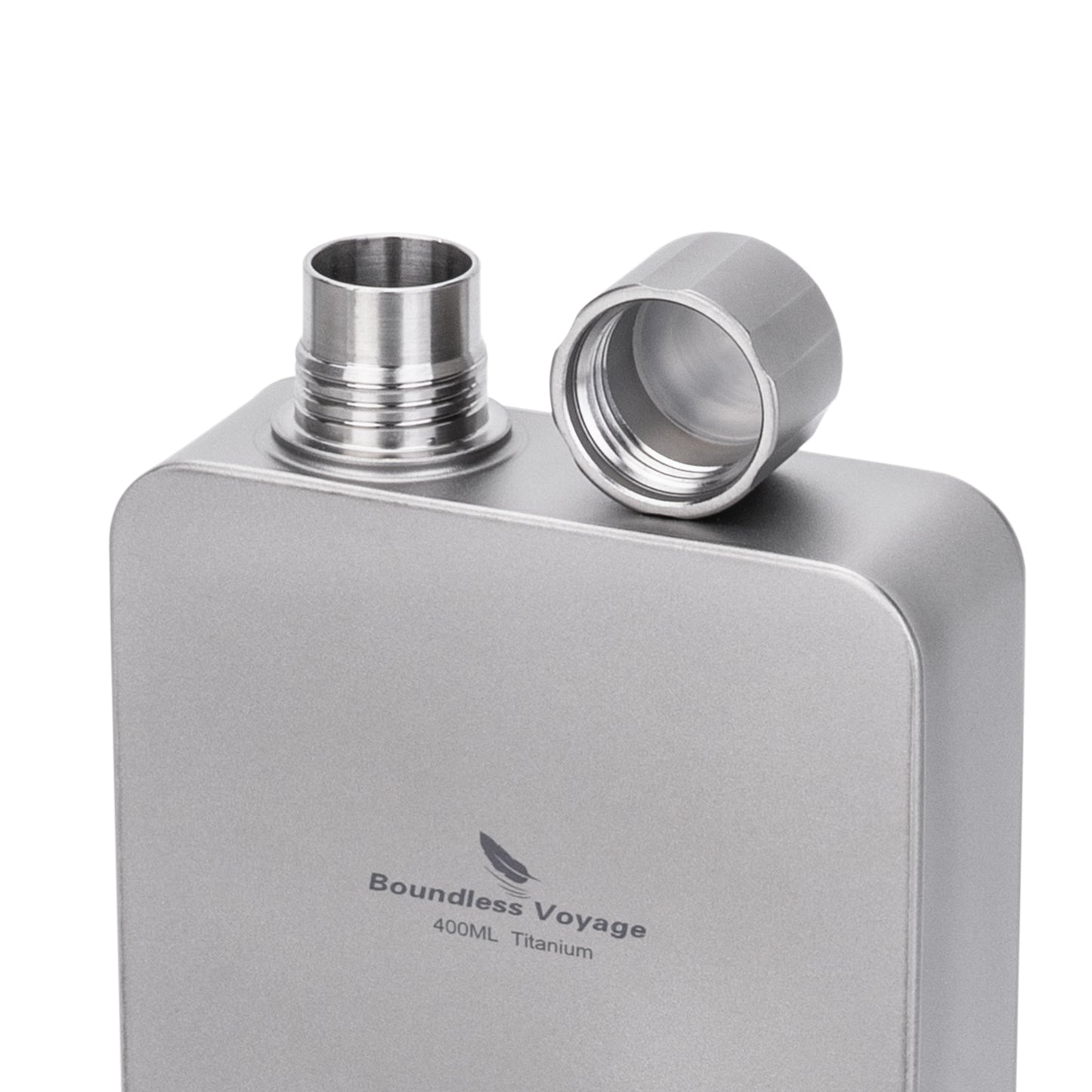 Boundless Voyage Titanium Flask 400ml, Camping & Travel Metal Liquor Bottle, Ultra-Light Square Design, Gift for Men & Outdoor Enthusiasts