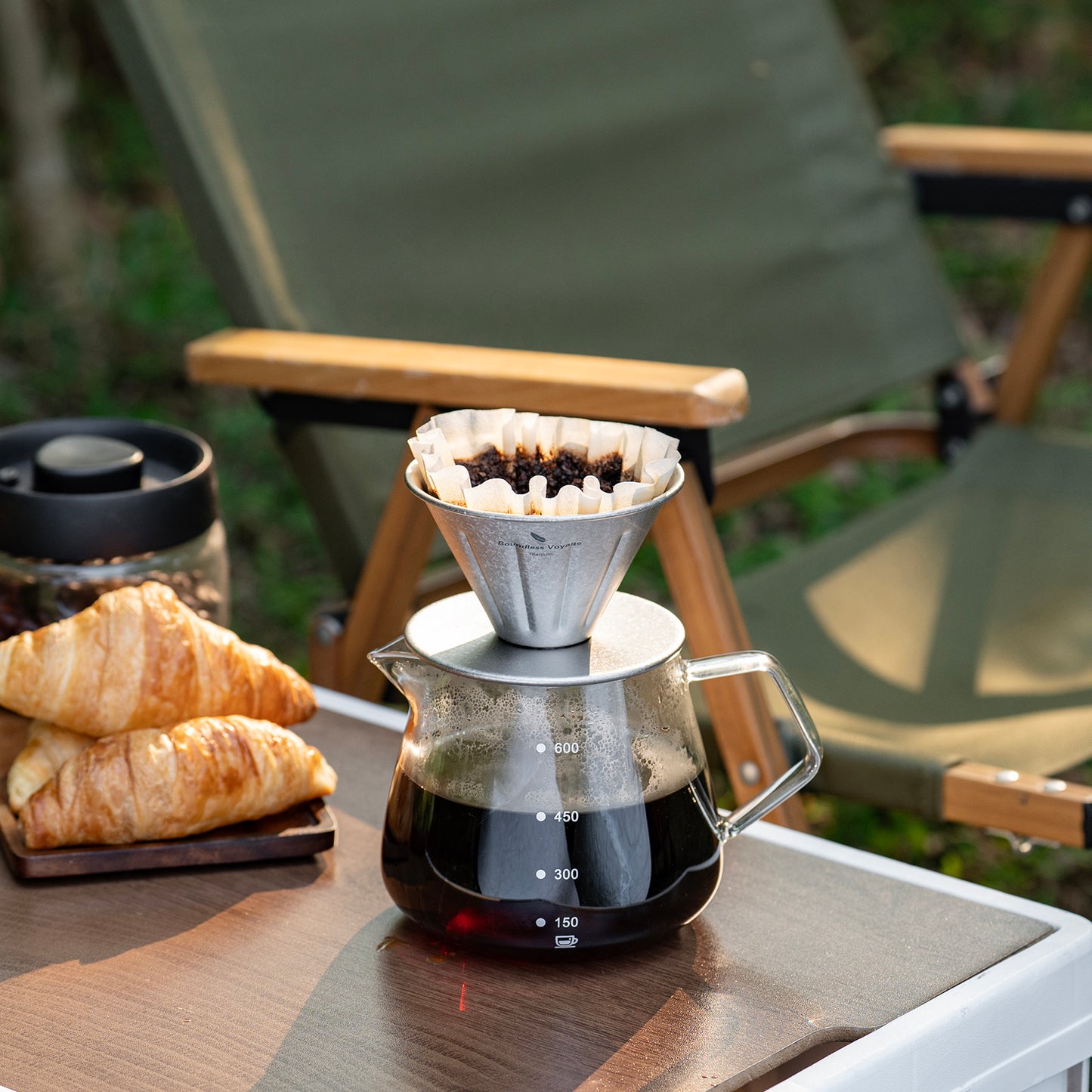 Boundless Voyage Titanium Pour Over Coffee Dripper | Reusable Cone Coffee Strainer Filter, 1-2 Cup Single Serve Coffee Brewer for Travel Camping Home Ti6005P