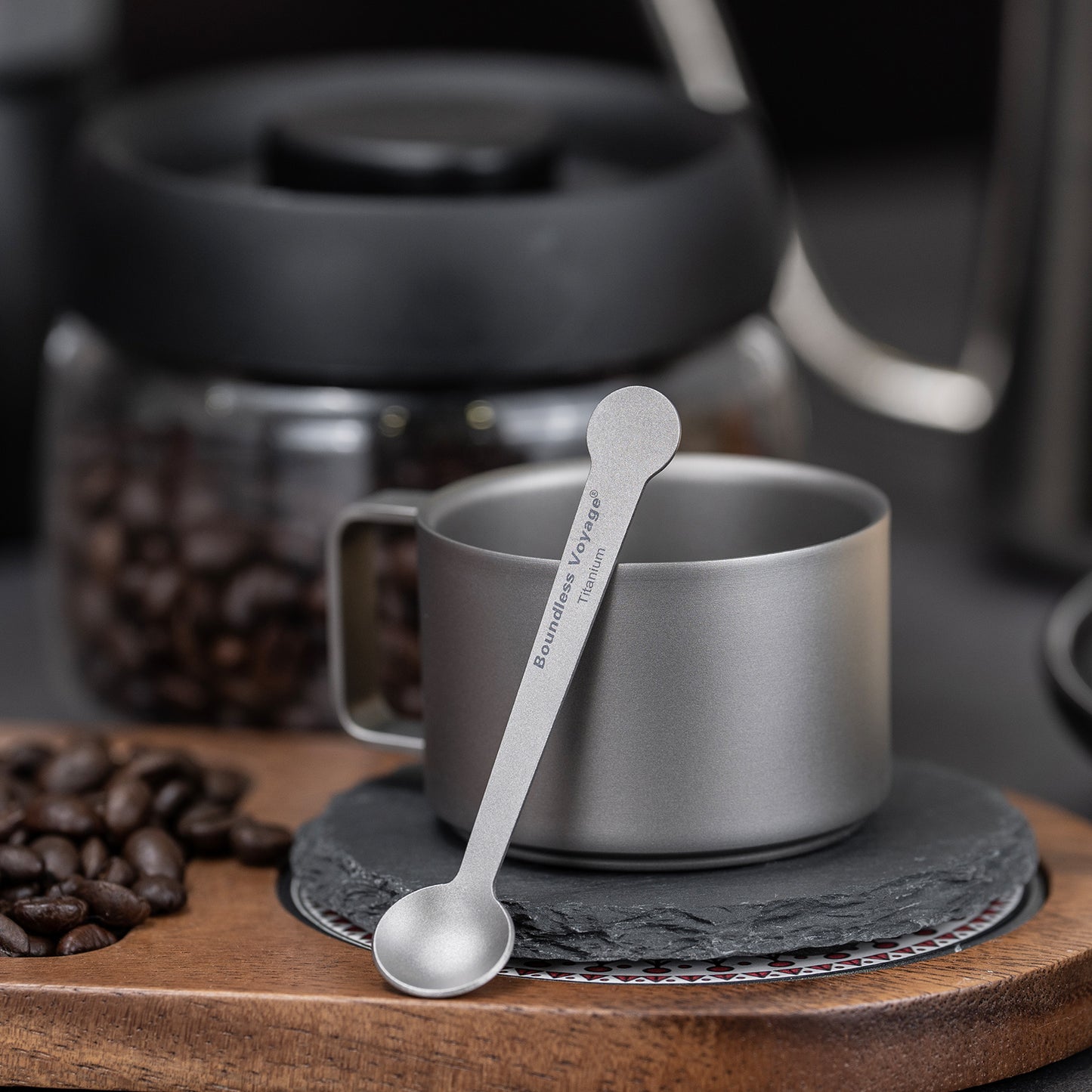 Boundless Voyage Pure Titanium Mini Coffee Spoon | Ultralight Small Stirring Spoon for Sugar, Jam, Tea & Dessert, Party Tableware Ti1040T