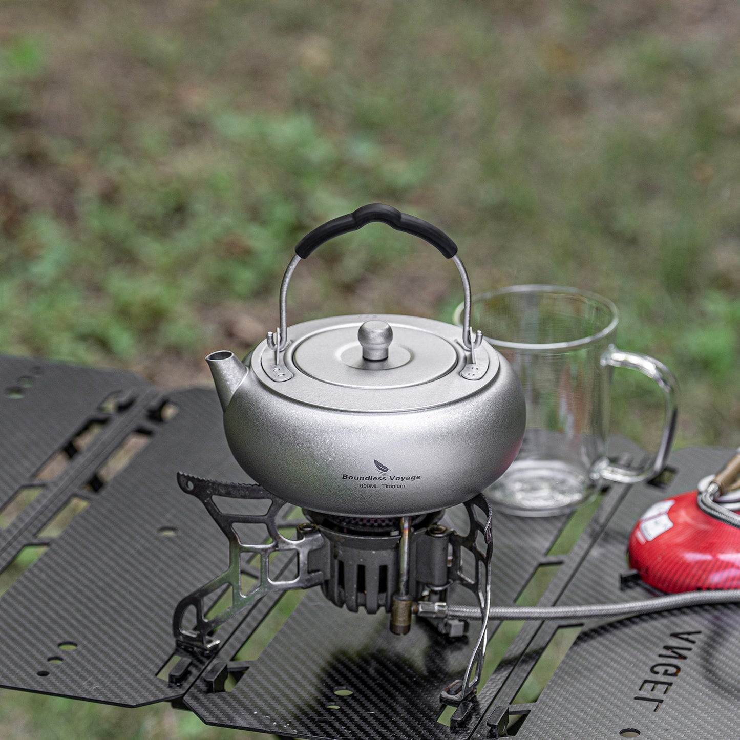 Boundless Voyage 600ml Compact Pure Titanium Camping Kettle | Durable Lightweight Teapot with Foldable Handle & Built-In Filter for Backpacking, Hiking, Coffee and Tea Ti3105D