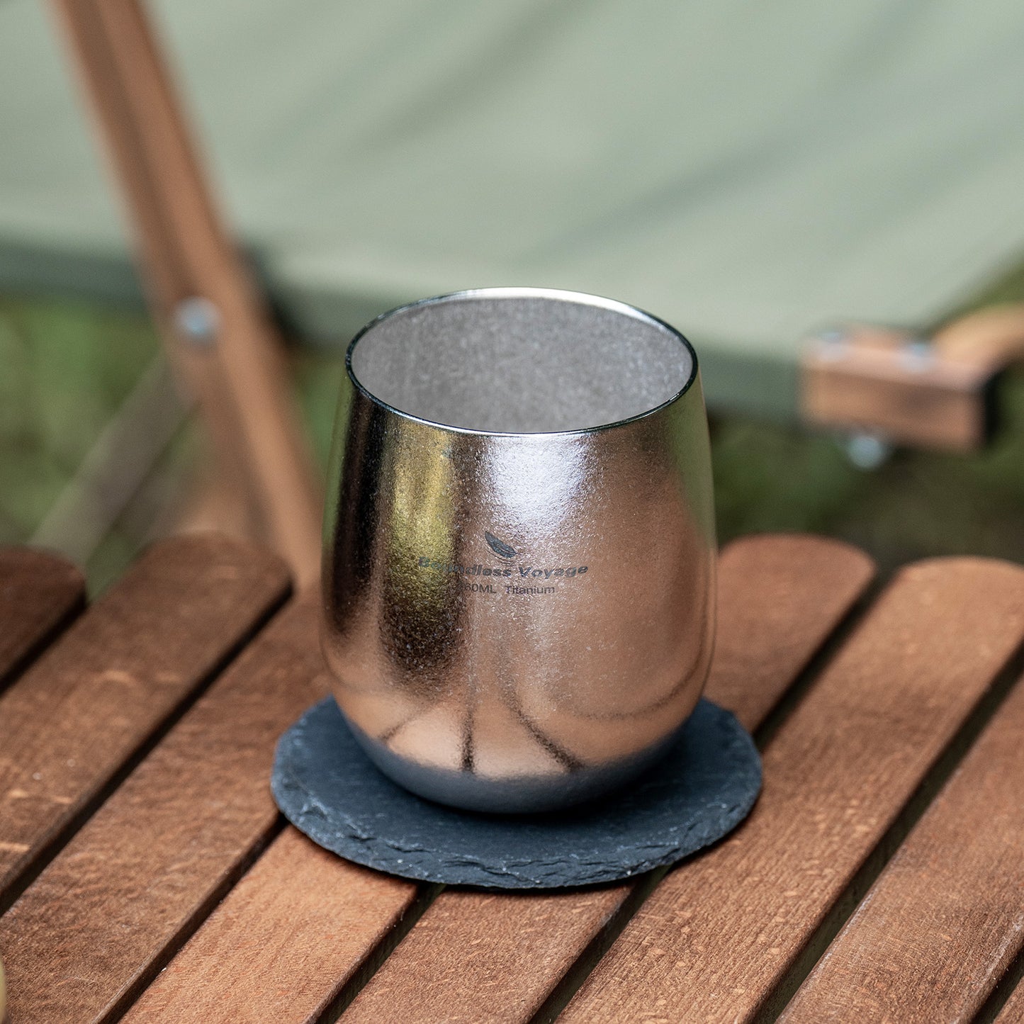 Boundless Voyage 260ML Titanium Double-Walled Egg Shaped Cup, Ice Crystal High-Temp Crystalline Texture Insulated Tea Coffee Mug, Ultralight Portable Drinkware for Camping, Travel & Daily Home Use Ti3084D