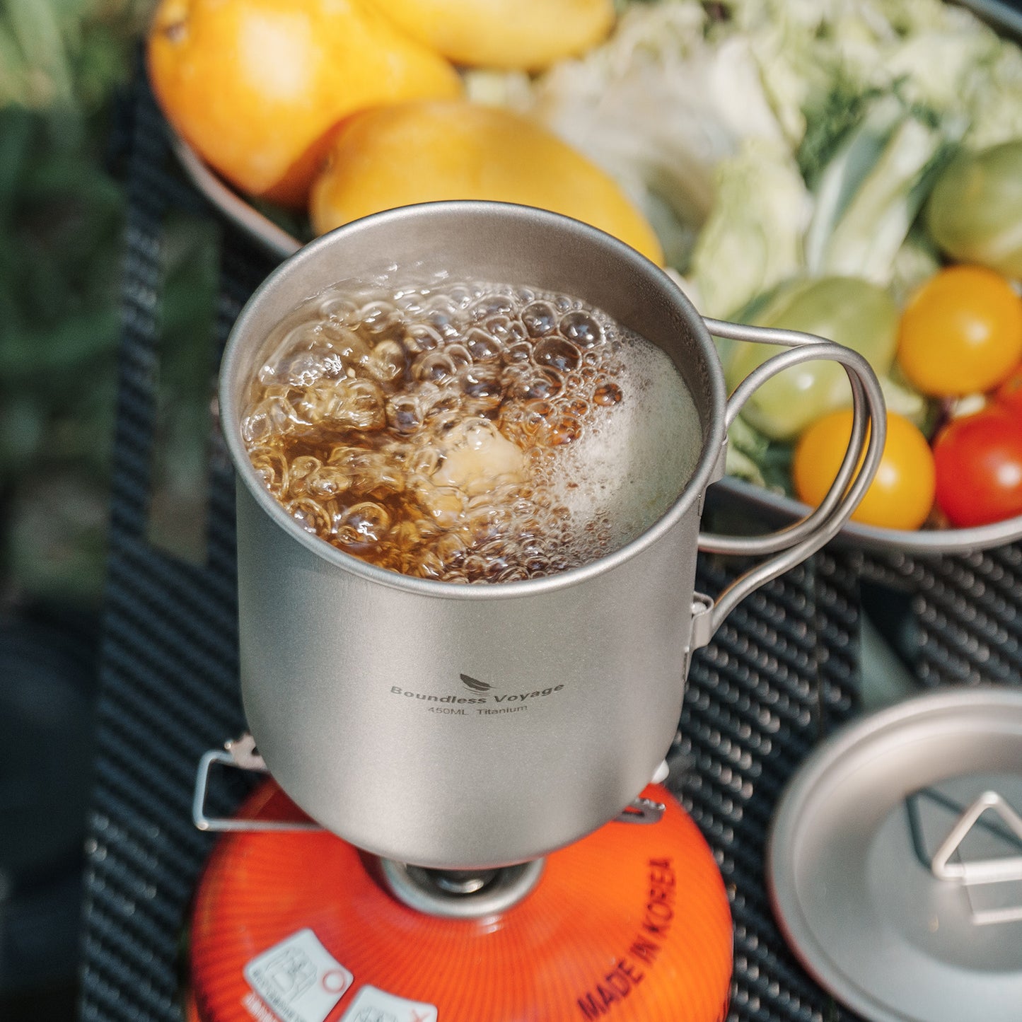 Boundless Voyage Titanbecher mit Deckel Camping-Geschirr für 1 Person 420 ml