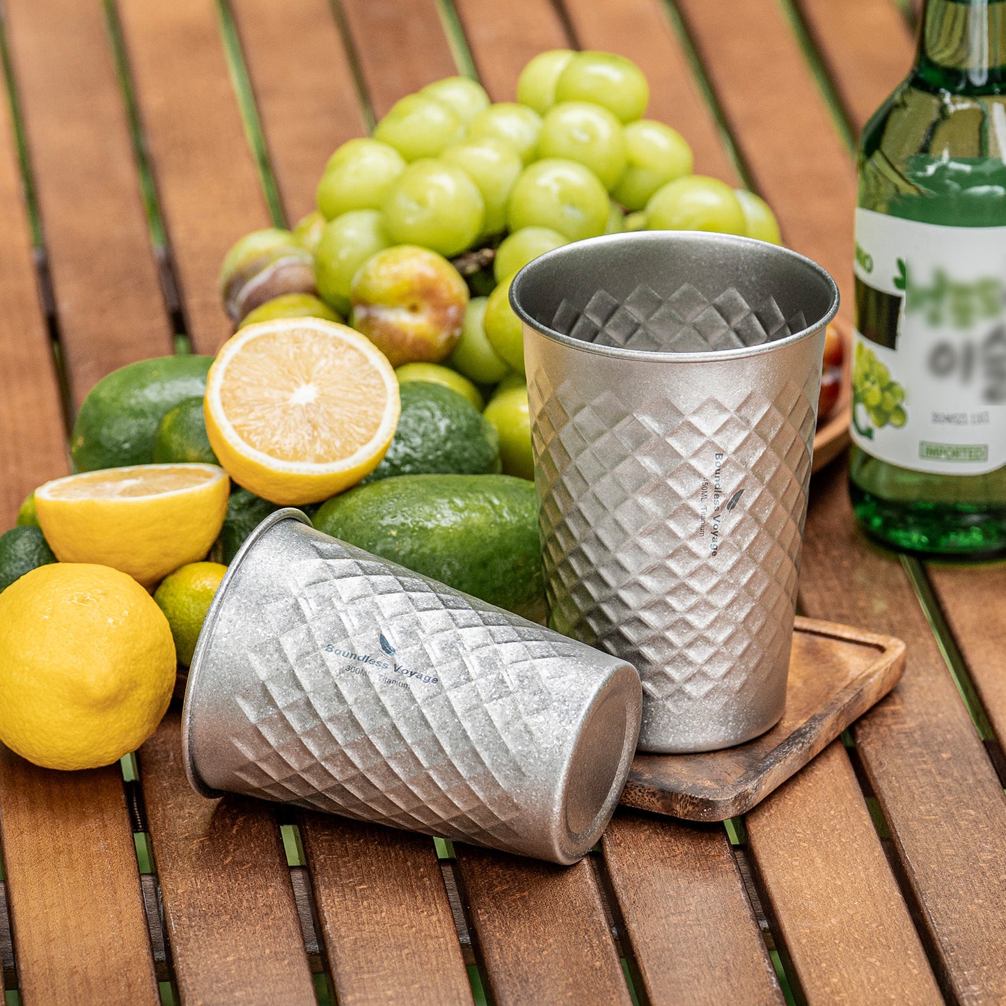 Boundless Voyage Stackable Pure Titanium Cup | Premium Reusable Drinkware for Beer & Juice, Perfect for Home, Party & Outdoor Camping Ti3047D/Ti3048D