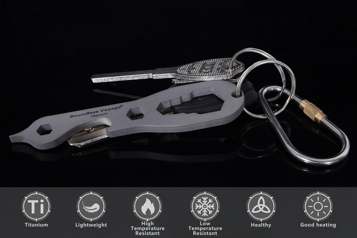 Boundless Voyage Titanium Carabiners, 5Pcs or 10Pcs Ultralight Heavy‑Duty Utility Spring‑Loaded Clips for Camping, Hiking, Backpacking and Daily Organizing Ti9001O