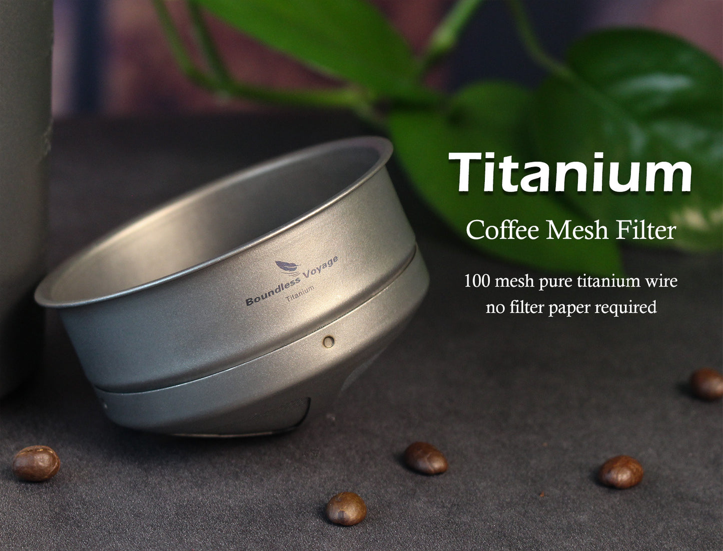 Boundless Voyage Titanium Pour Over Coffee Filter 100-Mesh Paperless, for Camping Travel Home, Ti6001P/Ti6003P