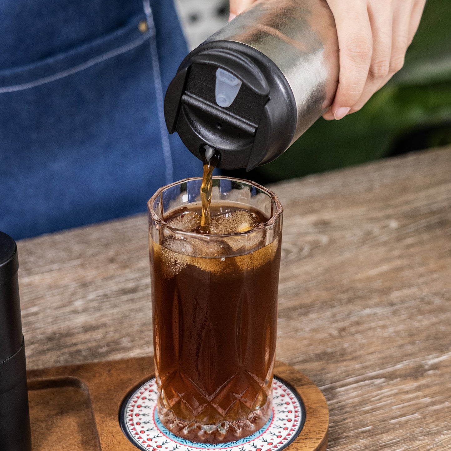 Boundless Voyage 450ml Double-Walled Insulated Titanium French Press Coffee Tumbler with Lid, Portable Filter Coffee Mug for Travel Daily Use Ti3255D