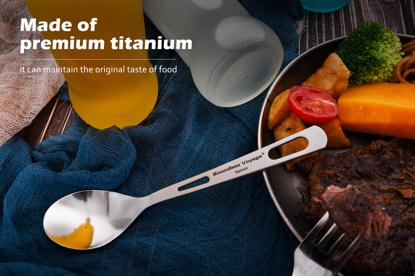 Boundless Voyage Ultralight Titanium Spoon with Polished Bowl and Matte‑Finished Handle, Great for Rice, Soup and Salad, Portable Tableware for Travel, Office, School and Household Use Ti1041T