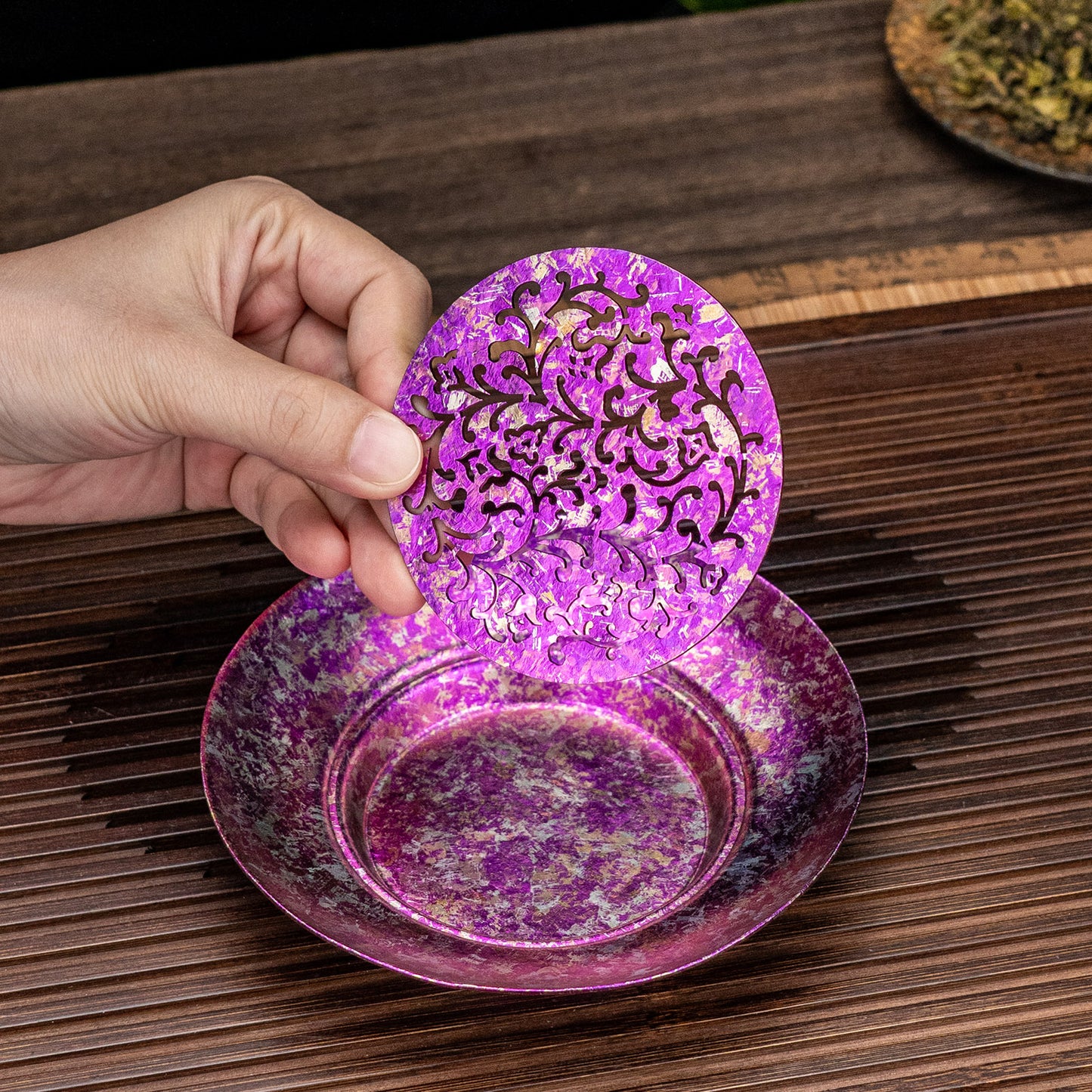 Boundless Voyage Titanium Tea Tray, Hollow Out Detachable Heat Insulation Anti-scald, Multipurpose Water Storage Drain Tray for Kung Fu Tea Home Kitchen Office Camping Ti3201D