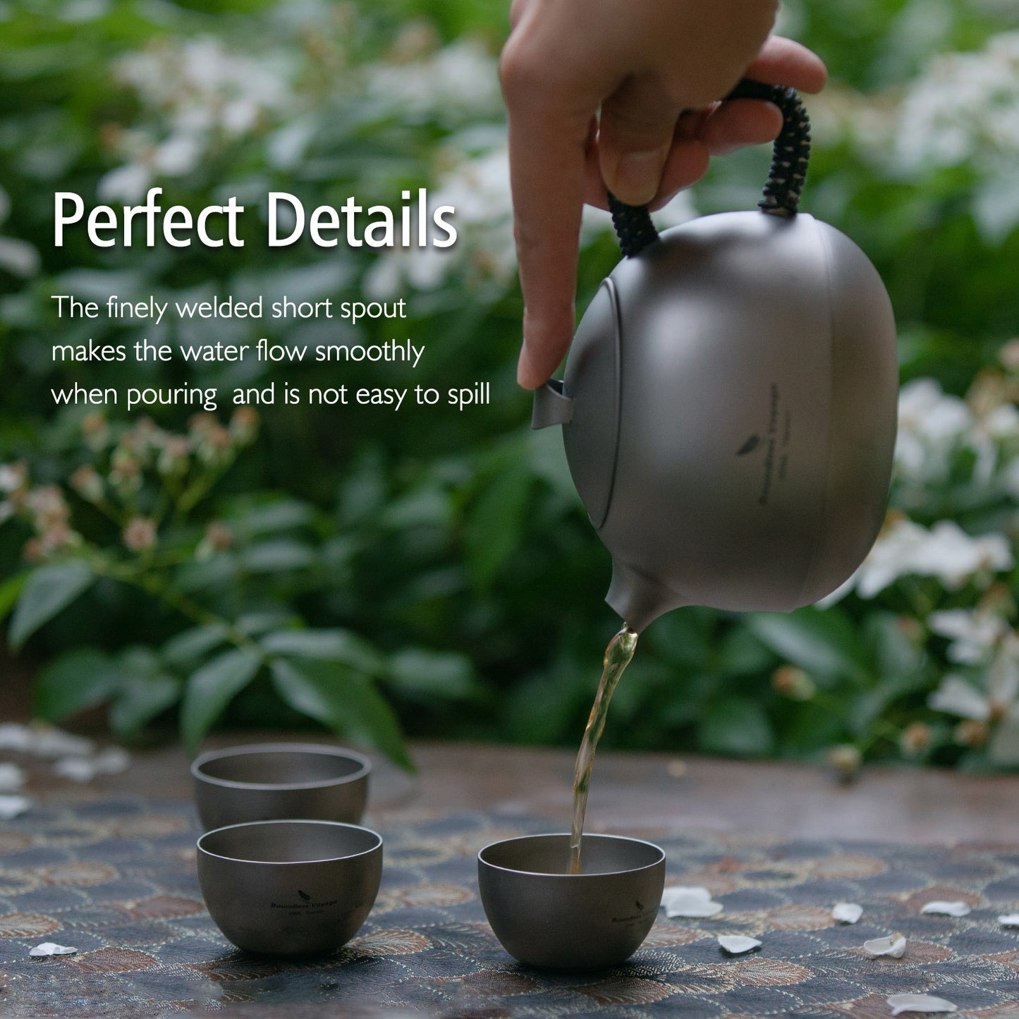 Boundless Voyage 380ml Titanium Teapot with Removable Filter, Ultralight Portable Tea Kettle for Camping Travel Home Ti3108D