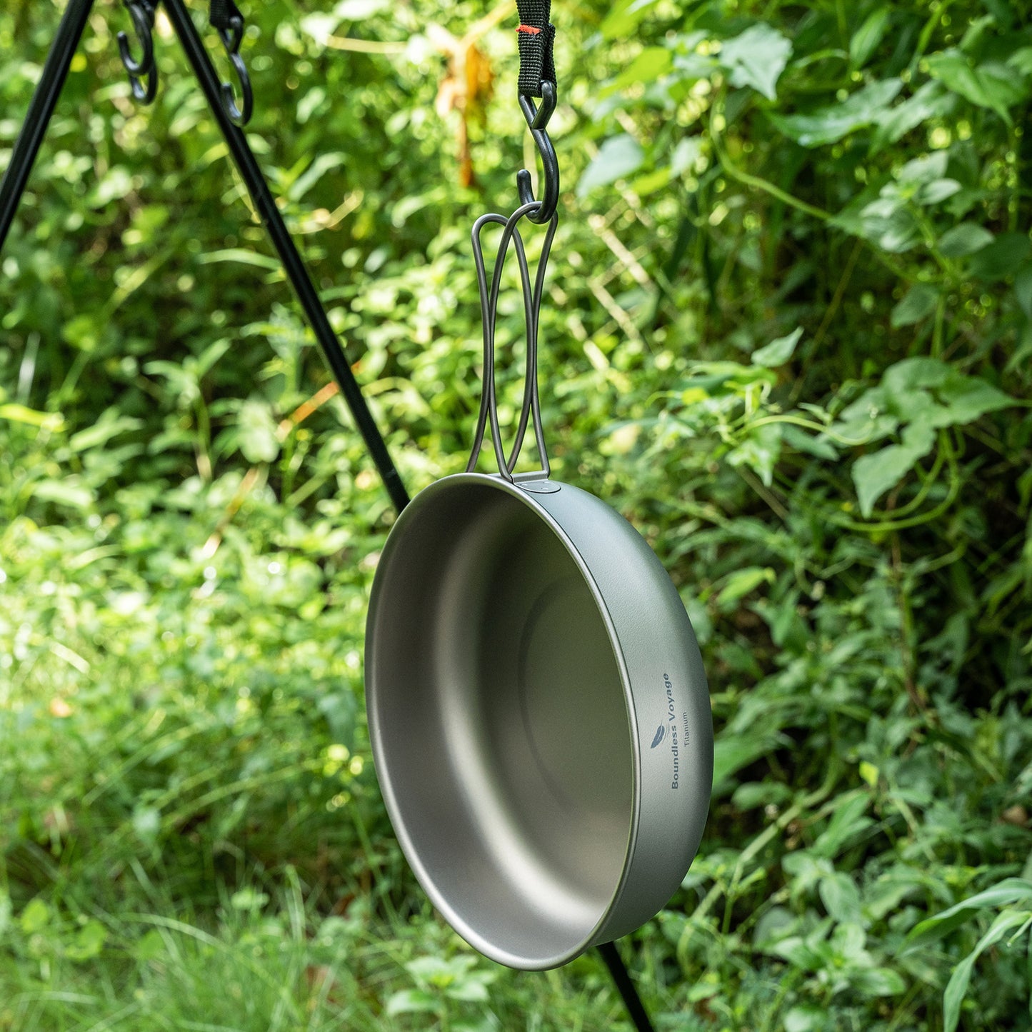 Boundless Voyage 18cm Pure Titanium Frying Pan with Foldable Handle, Ultralight Outdoor Camping Skillet for Solo Hiking & Picnic Ti2063C