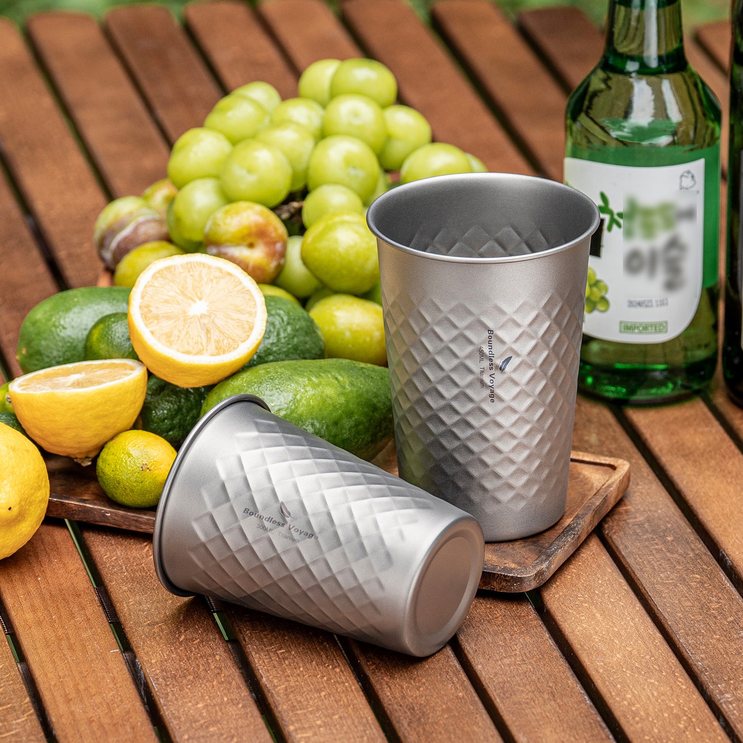 Boundless Voyage Stackable Pure Titanium Cup | Premium Reusable Drinkware for Beer & Juice, Perfect for Home, Party & Outdoor Camping Ti3047D/Ti3048D