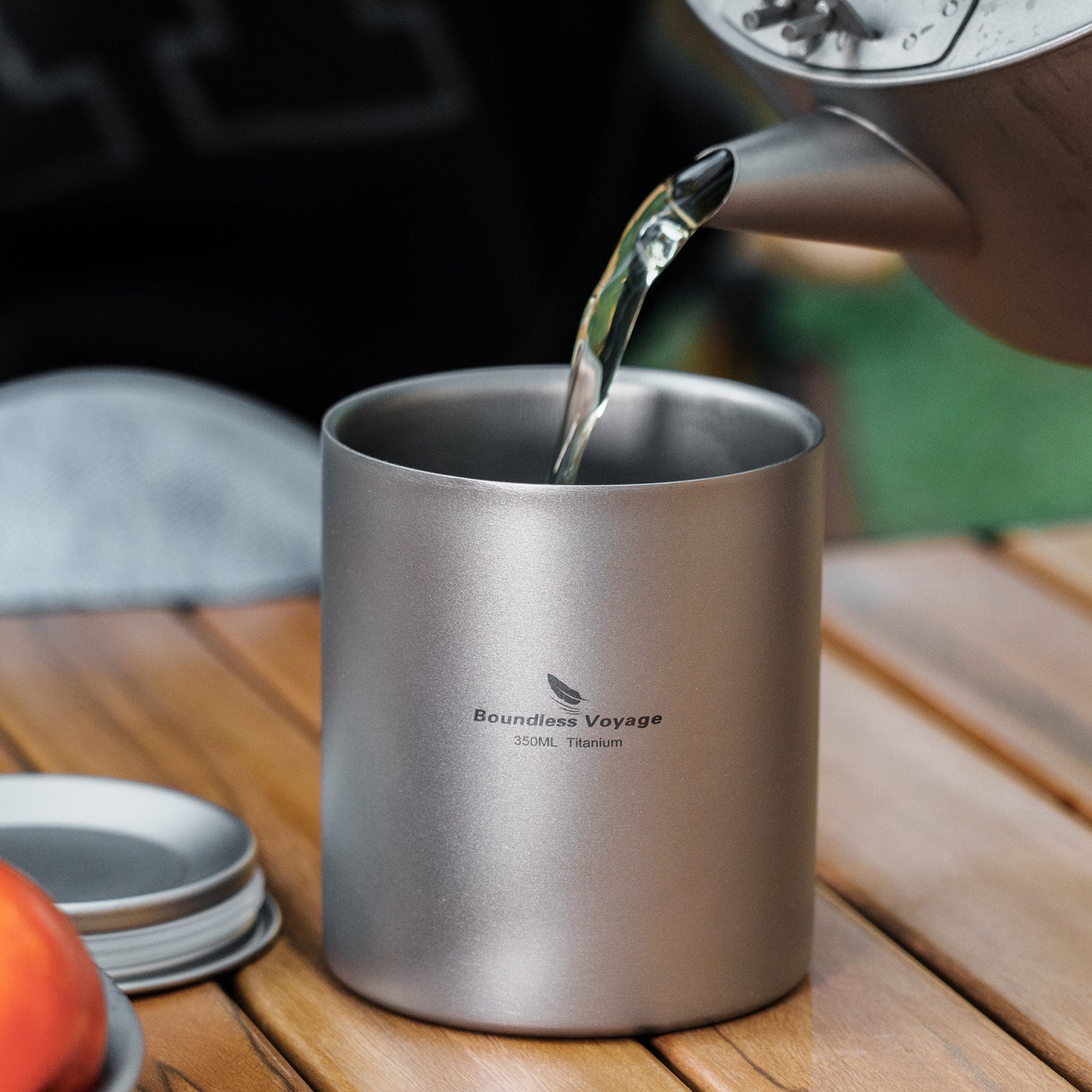 Boundless Voyage 350ml Pure Titanium Double Walled Cup with Lid | Ultralight Anti-Scald Insulated Coffee Mug for Outdoor Camping Hiking Home Office Use Ti3022D