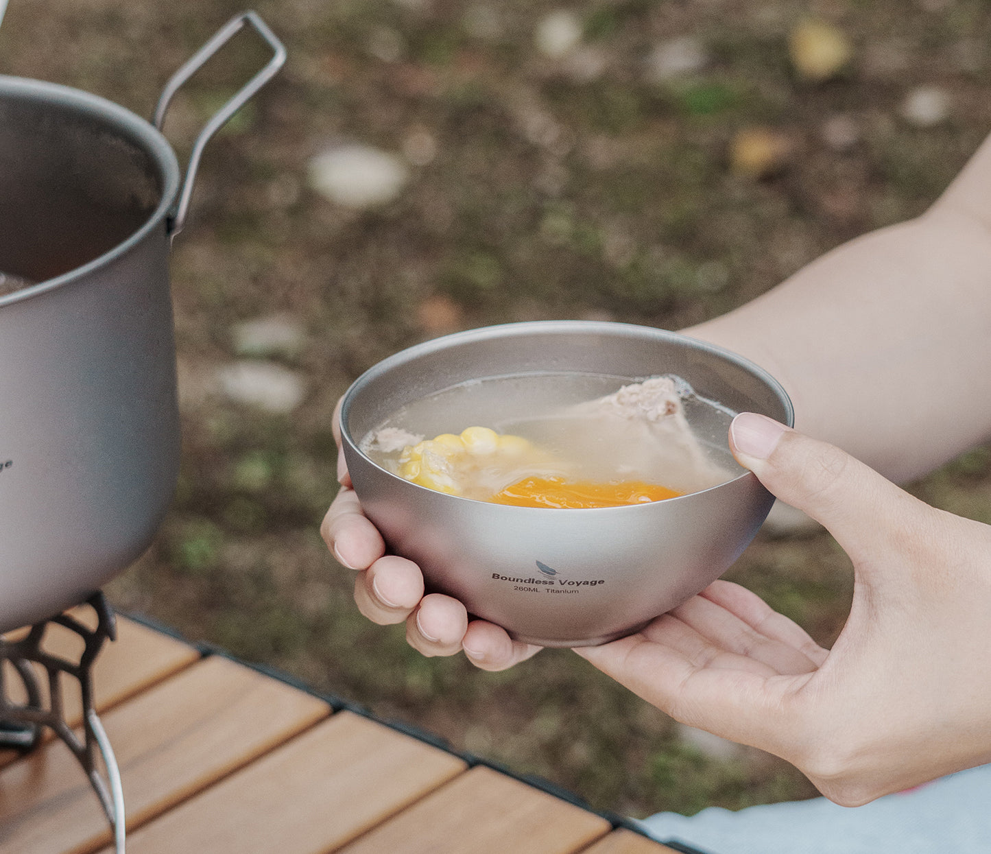 Boundless Voyage 260ml Titanium Double-Wall Bowl, Ultralight Anti-Scald Camping Bowl for Hiking Outdoor Home Ti1081T