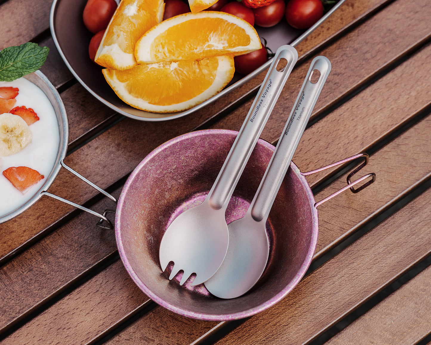 Boundless Voyage Titanium Spoon & Spork Camping Tableware Outdoor Flatware with Storage Bag Cooking Utensils for Kitchen Ti1036T-1037T
