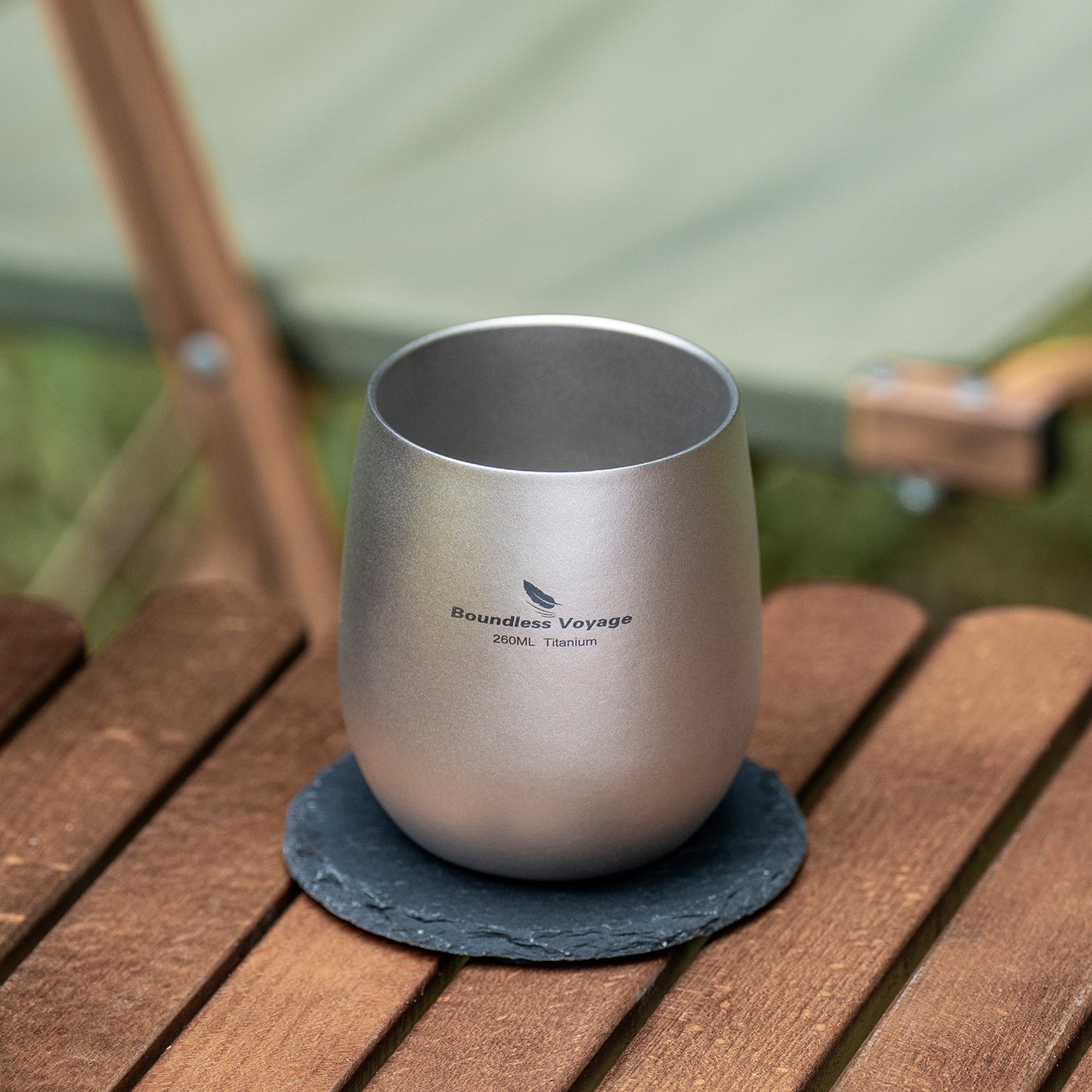 Boundless Voyage 260ML Titanium Double-Walled Egg Shaped Cup, Ice Crystal High-Temp Crystalline Texture Insulated Tea Coffee Mug, Ultralight Portable Drinkware for Camping, Travel & Daily Home Use Ti3084D