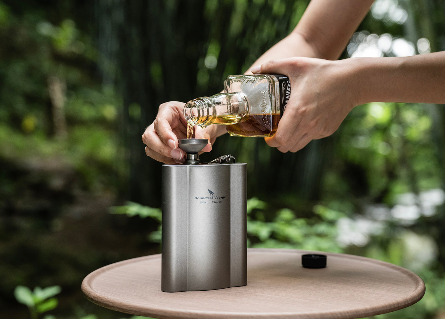 Boundless Voyage Titanium Hip Flask 180ml / 240ml Rust-Free Ultralight Small Liquor Flask Bottle for Whiskey Vodka Wine Outdoor Portable Travel Outdoor Ti3071D / Ti3072D/ Ti3073D