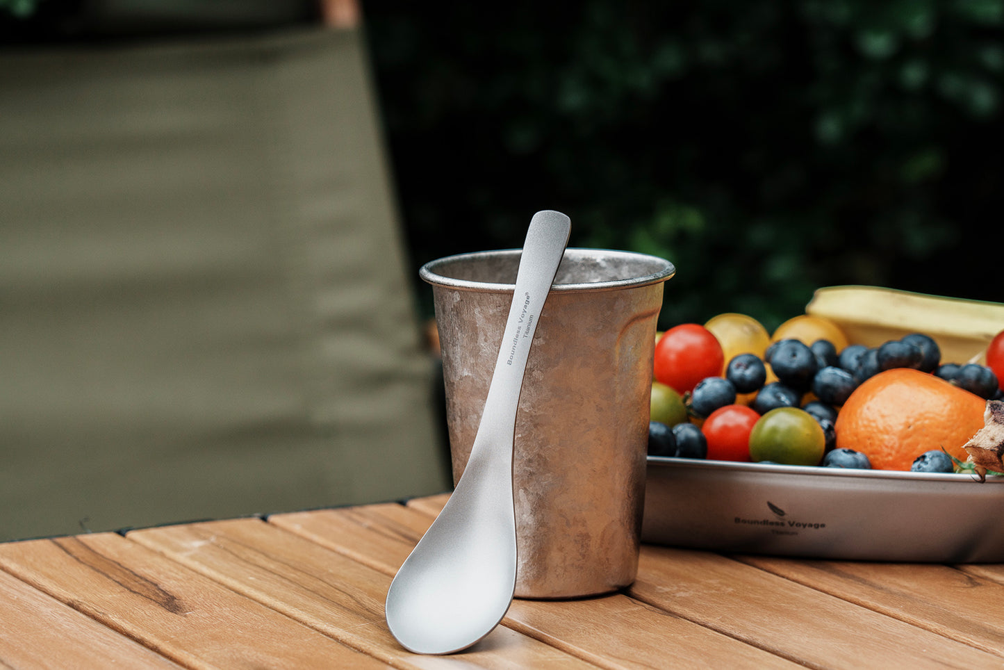 Boundless Voyage Titanium Soup Spoon 155mm One-Piece Ultralight Camping Cutlery for Outdoor Home Ti1067T
