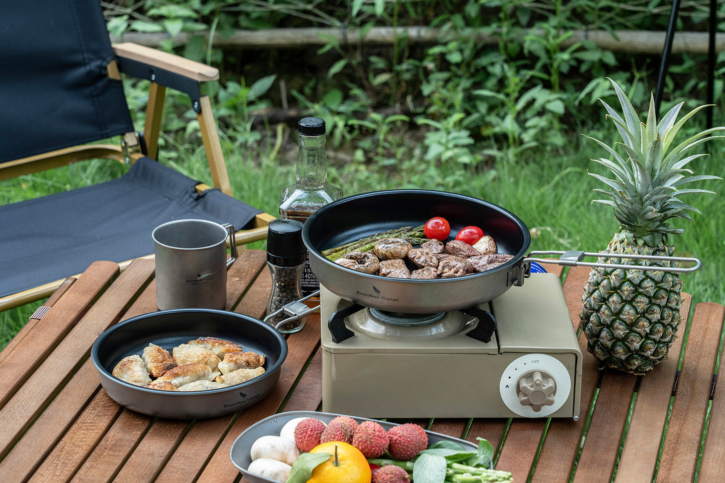 Boundless Voyage Pure Titanium Non-Stick Frying Pan with Foldable Handle, Ultralight Camping Skillet , Portable Outdoor Cookware for Backpacking, Picnic Ti2069C/Ti2070C