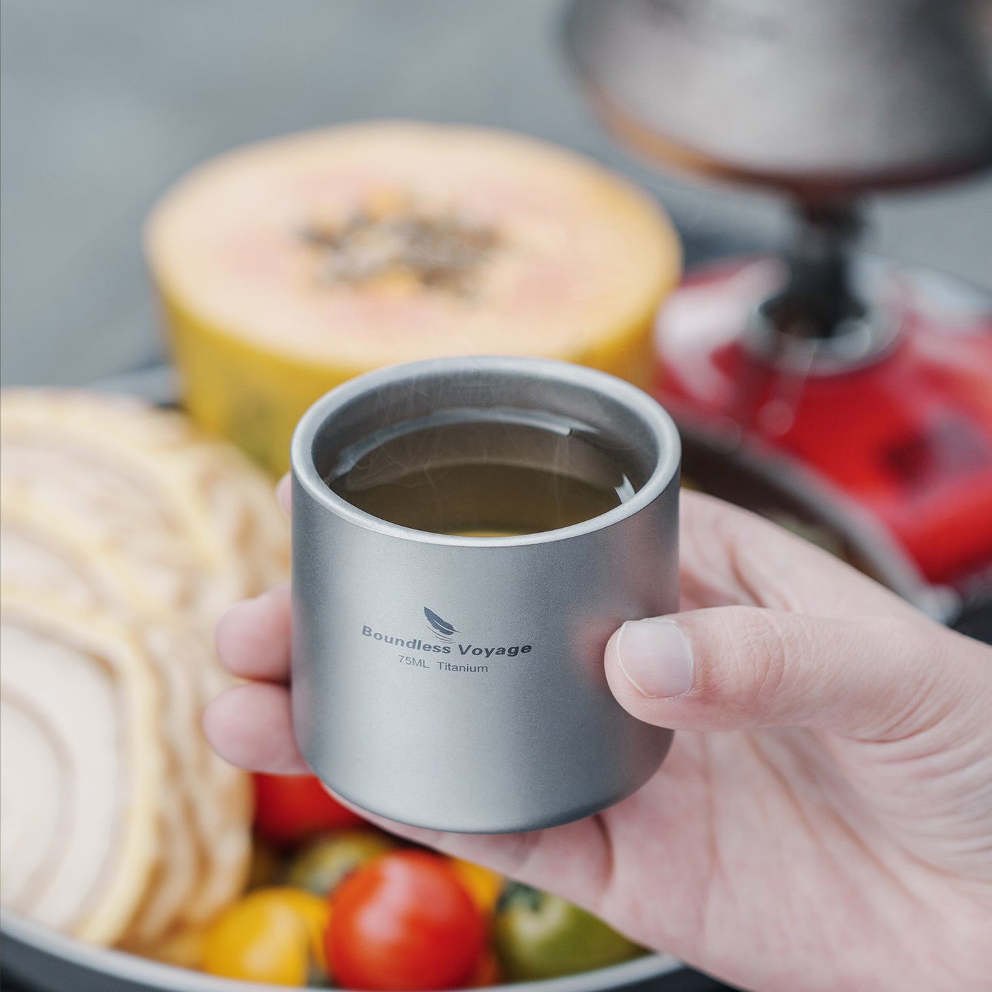Boundless Voyage 75ml Pure Titanium Double-Wall Mug | Lightweight Heat Resistant Coffee & Tea Cup with Storage Bag, Portable Drinkware for Backpacking, Hiking, Picnic, Travel & Daily Use  Ti3045D