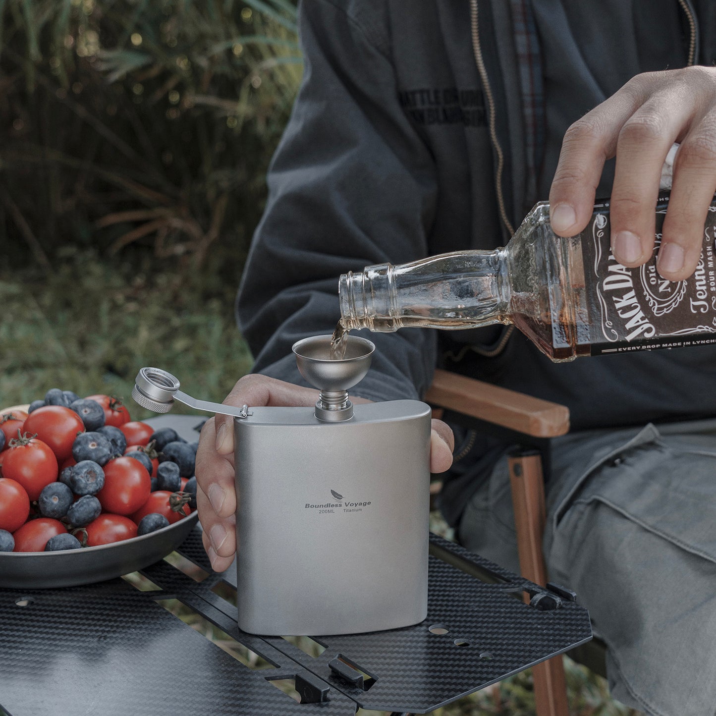 Boundless Voyage Titanium Funnel Flagon Accessories Multi-use Kitchen Funnel for Transferring Liquid, Fluid, Cooking Oils, Jam & Powder Ti3077D