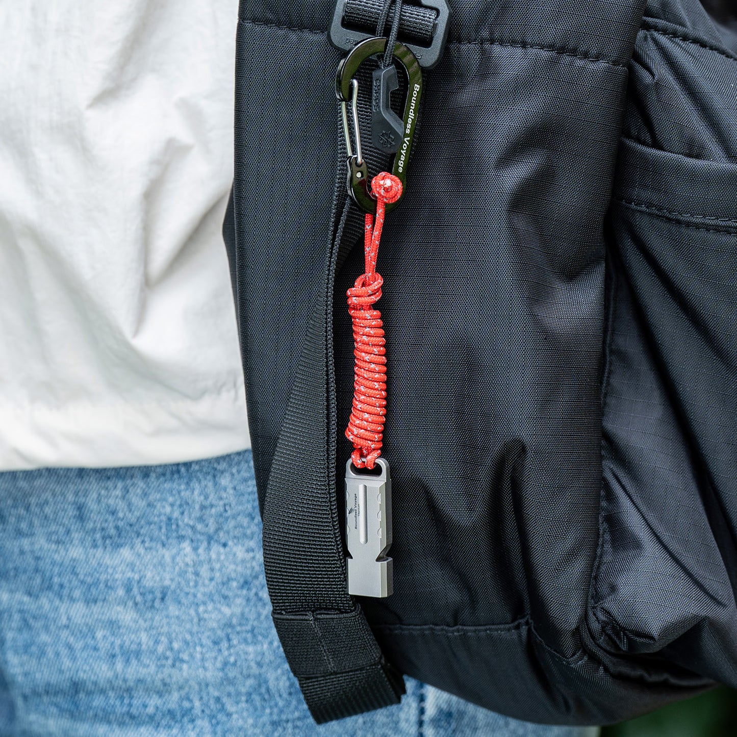 Boundless Voyage Titanium Dual Tube Survival Whistle, High Decibel Emergency Whistle, Lightweight & Durable Outdoor Safety Whistle for Camping Hiking Backpacking Ti9029O