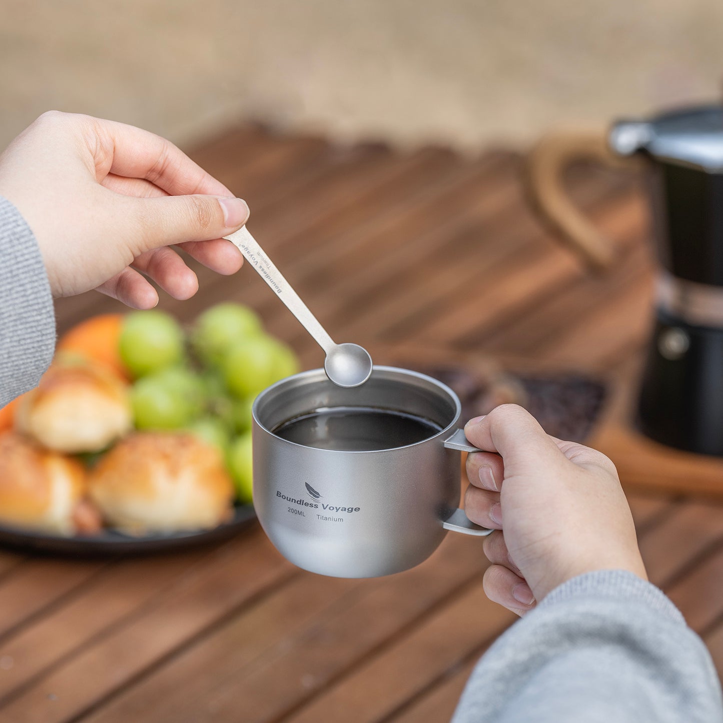 Boundless Voyage 200ml Double Wall Pure Titanium Mug | Ultralight Portable Coffee & Tea Cup for Camping, Travel & Outdoor Picnic Ti3086D