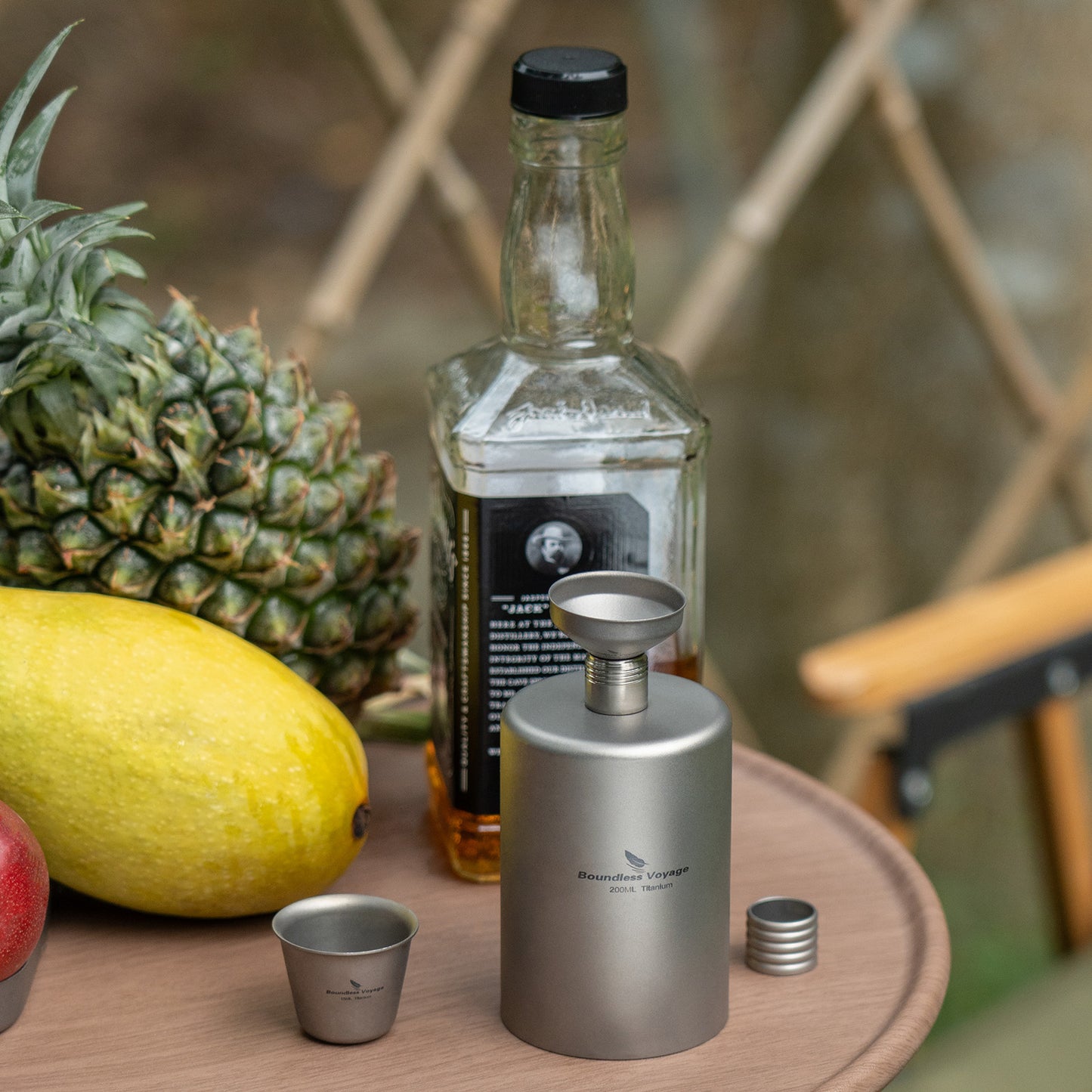 Boundless Voyage Titanium Hip Flask Pocket Flagon Camping Portable Alcohol Bottle Drink Sports Water Bottle 200ml/6.7oz-Ti3068D