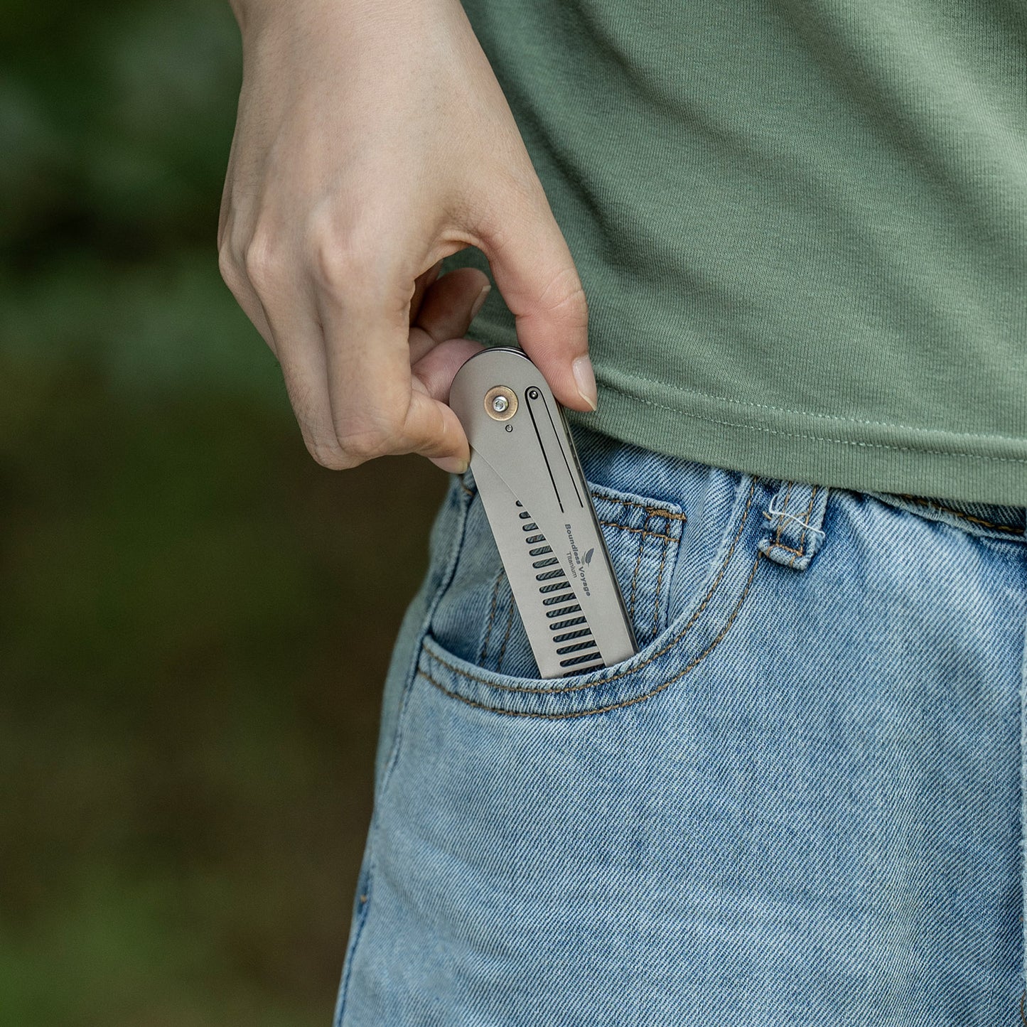 Boundless Voyage Titanium Foldable Comb, Ultralight Compact Folding Pocket Hair Comb for Outdoor Camping, Travel, Hiking and Daily‑Carry Ti9011A