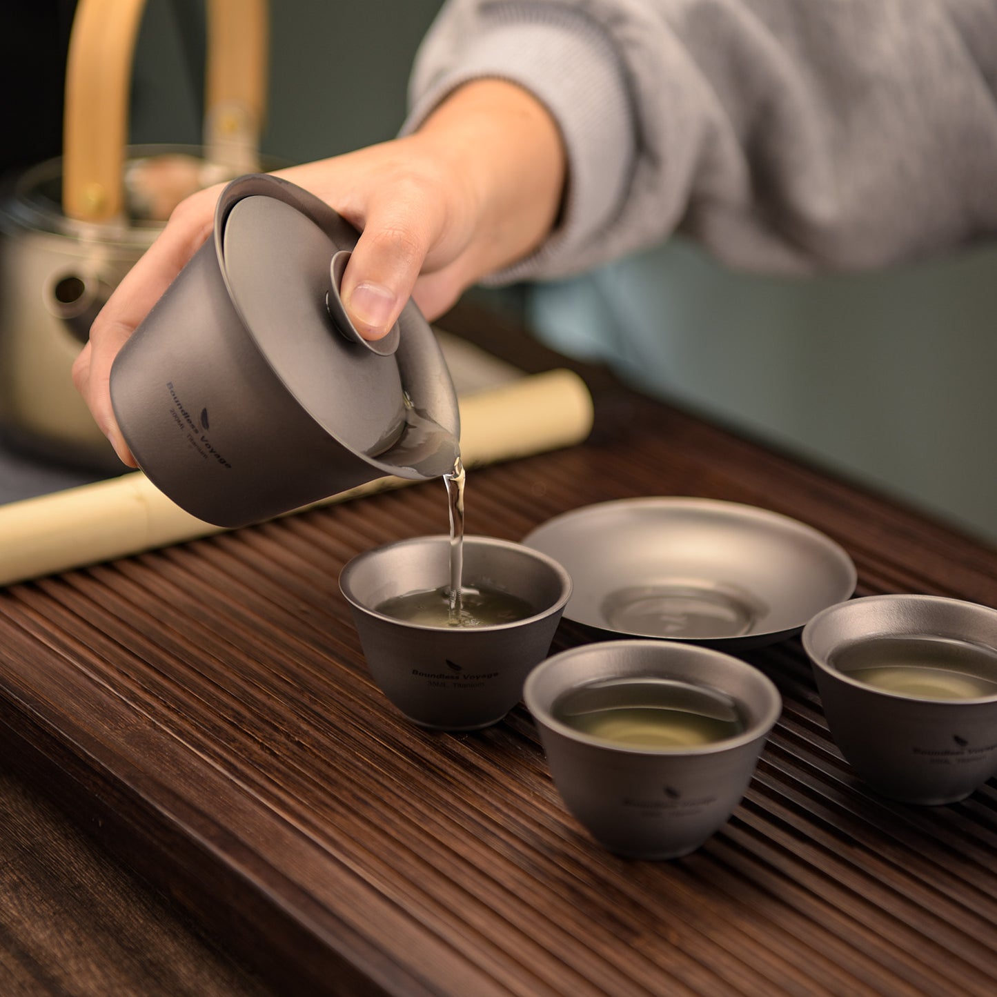 Boundless Voyage 35ml Double-Wall Titanium Sake Cup & Kung Fu Tea Cup, Portable Mini Mug for Camping, Picnic & Daily Home Use Ti3205D