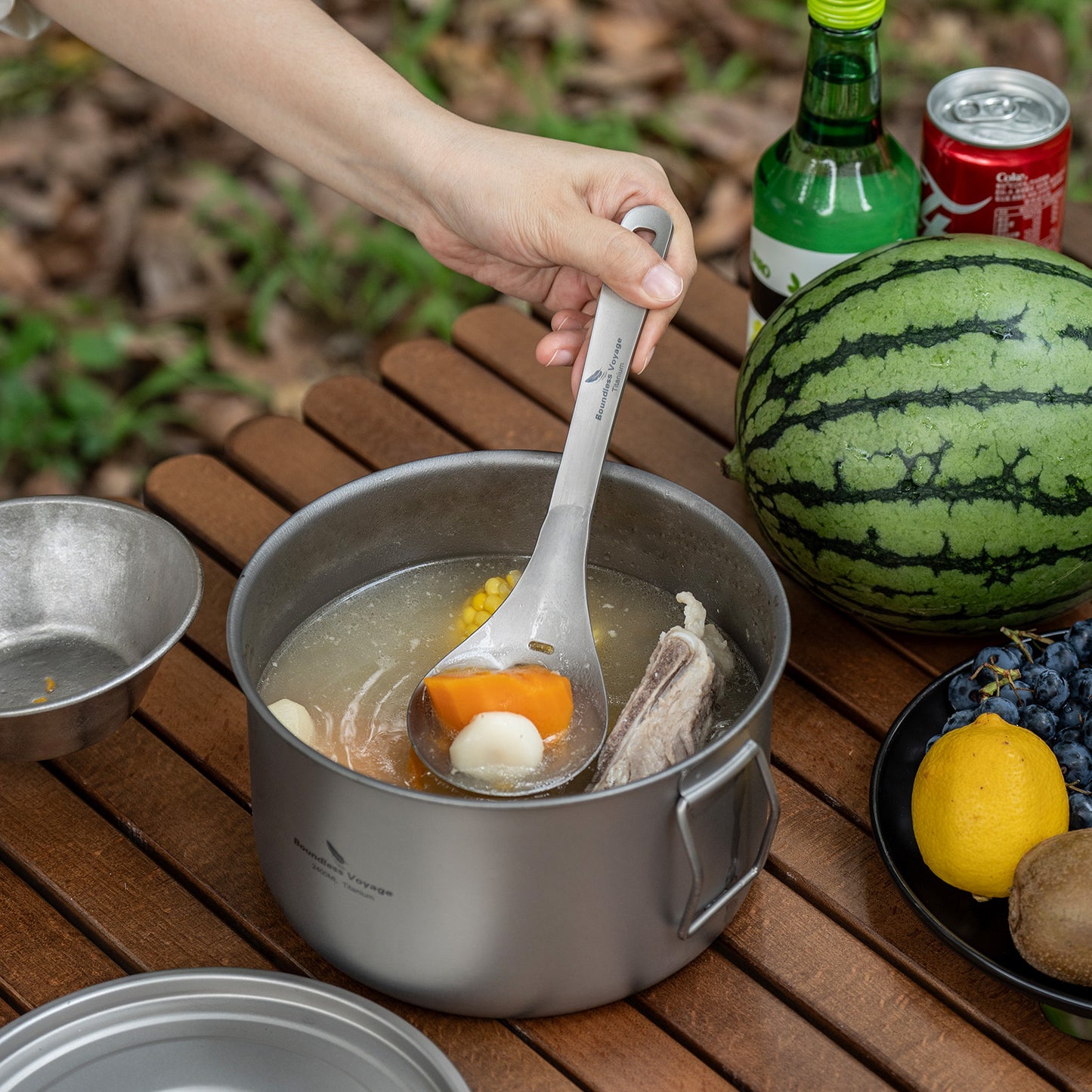 Boundless Voyage Pure Titanium Skimmer Colander with Long Handle | Ultralight Portable Kitchen & Camping Filter Spoon for Fried Food Ti1038A&nbsp;