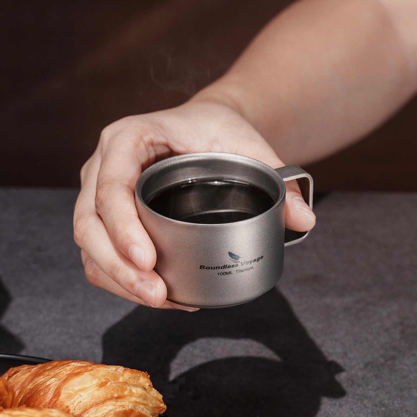 Boundless Voyage 100ml Double Wall Pure Titanium Mini Coffee Mug | Ultralight Portable Cup for Camping, Hiking & Picnic Ti3085D