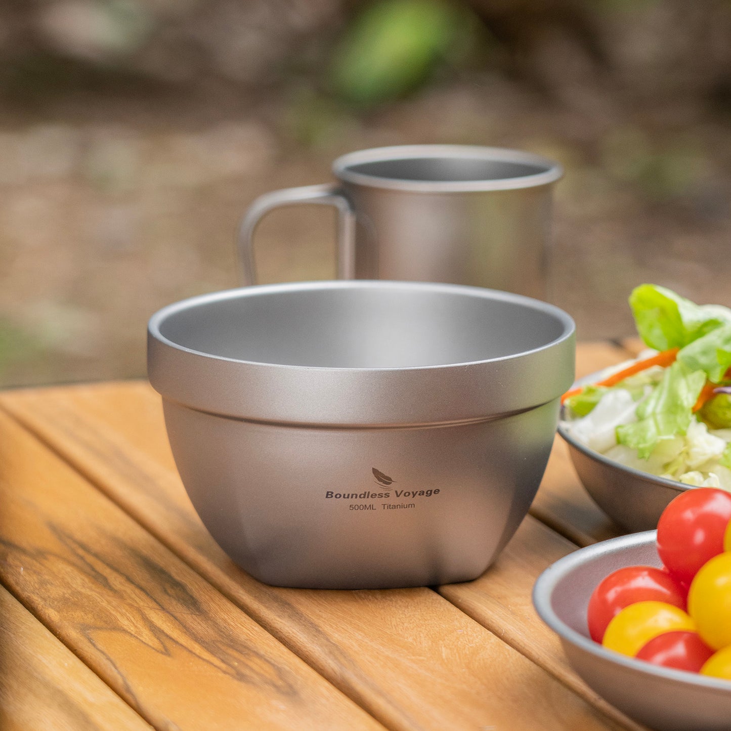 Boundless Voyage Sandblasted Double Walled Pure Titanium Bowl 500ml / 800ml | Ultralight Portable Metal Tableware for Oatmeal, Rice, Soup, Outdoor Camping & Daily Home Use Ti1161T-Ti1163T