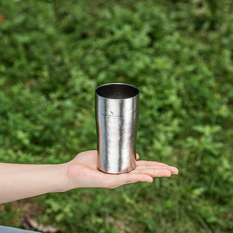 Boundless Voyage Titanium Double-Walled Beer Cup Ultralight Coffee Tea Juicy Cups 300ml Crystallized Finish Mug Ti3246D