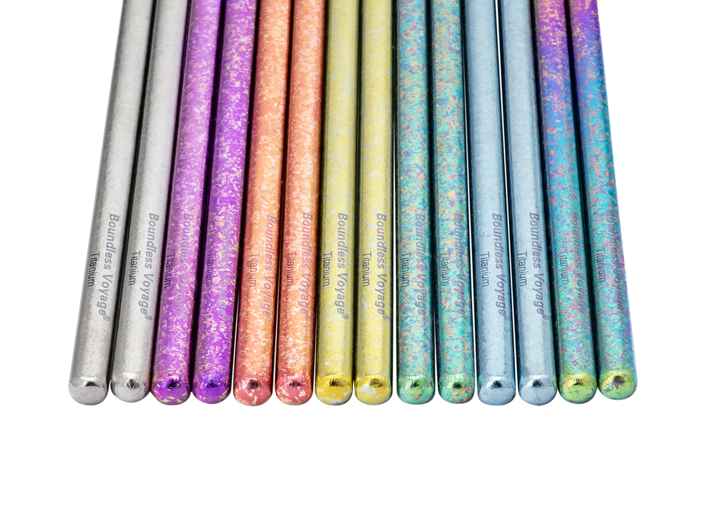 Boundless Voyage 23cm Colorful Pure Titanium Chopsticks | Ultralight Non-Slip Reusable Cutlery with Carry Bag for Camping, Hiking, Travel & Daily Home Use Ti1005T