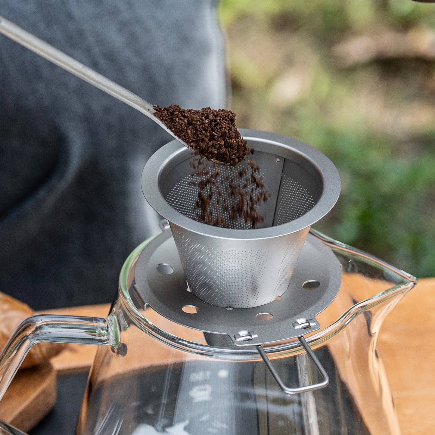 Boundless Voyage Titanium Pour Over Coffee Dripper, Paperless Reusable Metal Cone Coffee Filter with Foldable Holder, Portable Coffee Maker for Home Office Outdoor Travel Camping Ti6004P