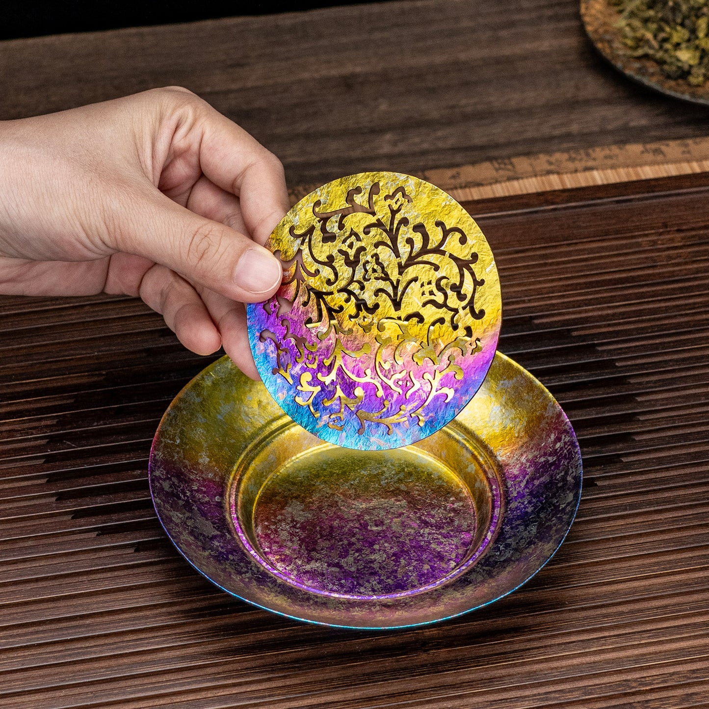 Boundless Voyage Titanium Tea Tray, Hollow Out Detachable Heat Insulation Anti-scald, Multipurpose Water Storage Drain Tray for Kung Fu Tea Home Kitchen Office Camping Ti3201D