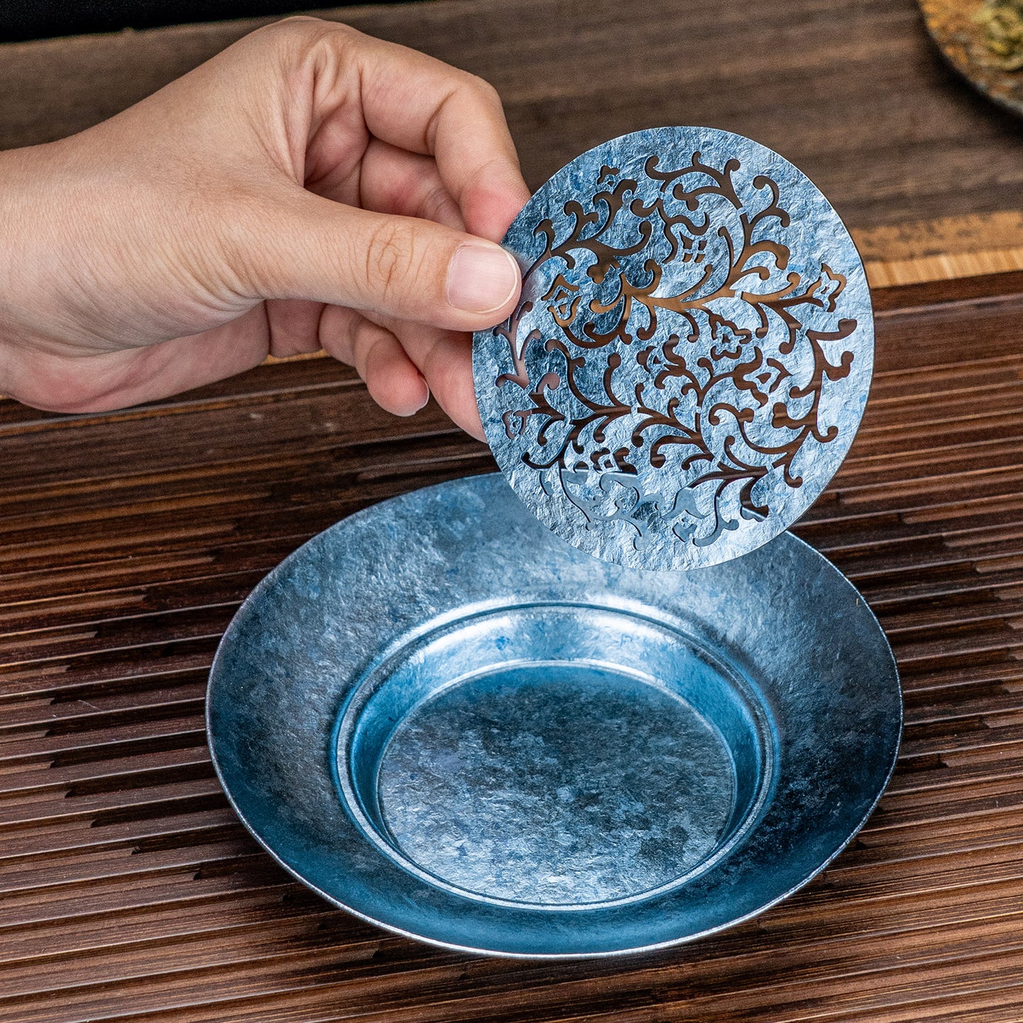 Boundless Voyage Titanium Tea Tray, Hollow Out Detachable Heat Insulation Anti-scald, Multipurpose Water Storage Drain Tray for Kung Fu Tea Home Kitchen Office Camping Ti3201D