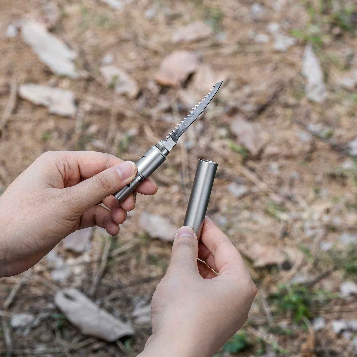 Boundless Voyage Titanium Survival Whistle Portable Camping Saw Knife Awl 4-in-1 EDC Outdoor Gear Multi-Purpose Tool for Hiking, Hunting, Pets Training Ti9024O