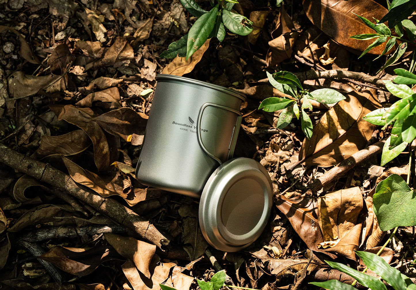 Boundless Voyage 450ml Titanium Cup with Filter Folding Handles Outdoor Camping Tea Coffee Mug 15.2 fl oz Portable Lightweight Tea Maker Ti3056D
