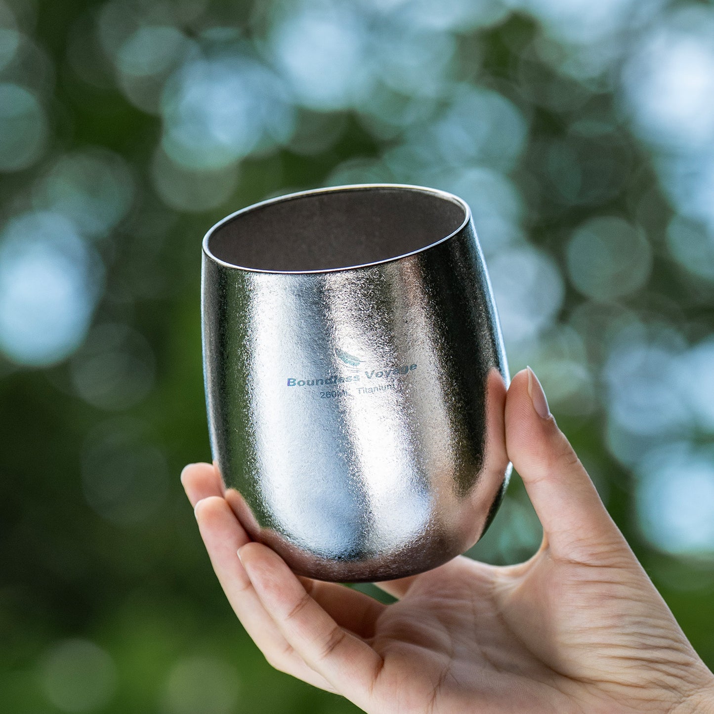 Boundless Voyage 260ML Titanium Double-Walled Egg Shaped Cup, Ice Crystal High-Temp Crystalline Texture Insulated Tea Coffee Mug, Ultralight Portable Drinkware for Camping, Travel & Daily Home Use Ti3084D