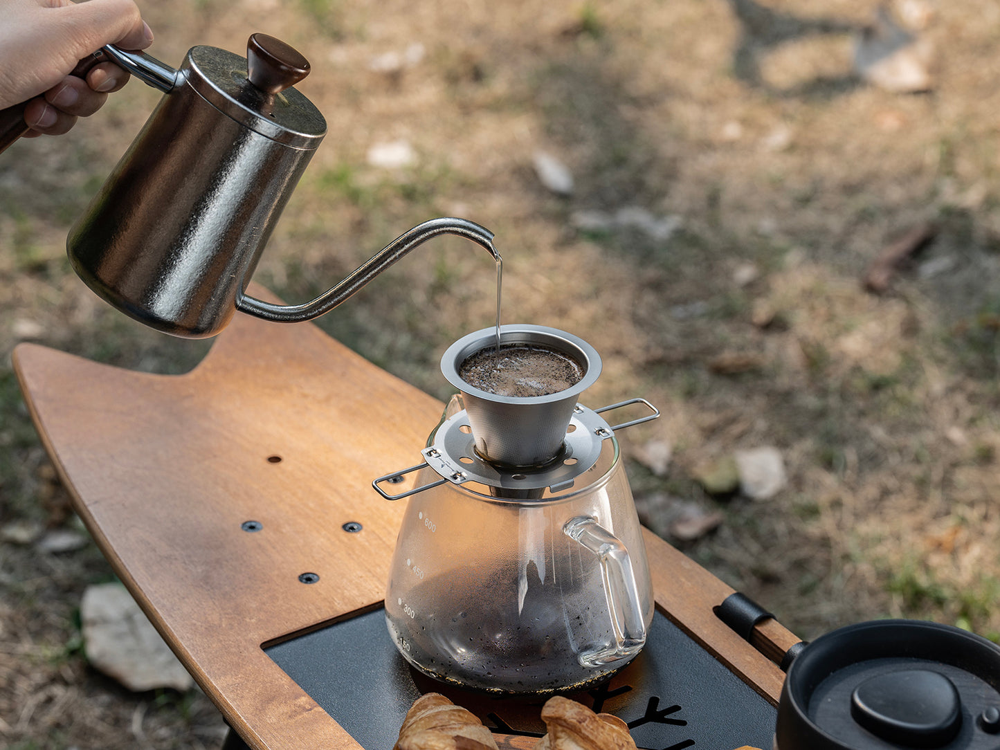 Boundless Voyage Titanium Pour Over Coffee Dripper, Paperless Reusable Metal Cone Coffee Filter with Foldable Holder, Portable Coffee Maker for Home Office Outdoor Travel Camping Ti6004P