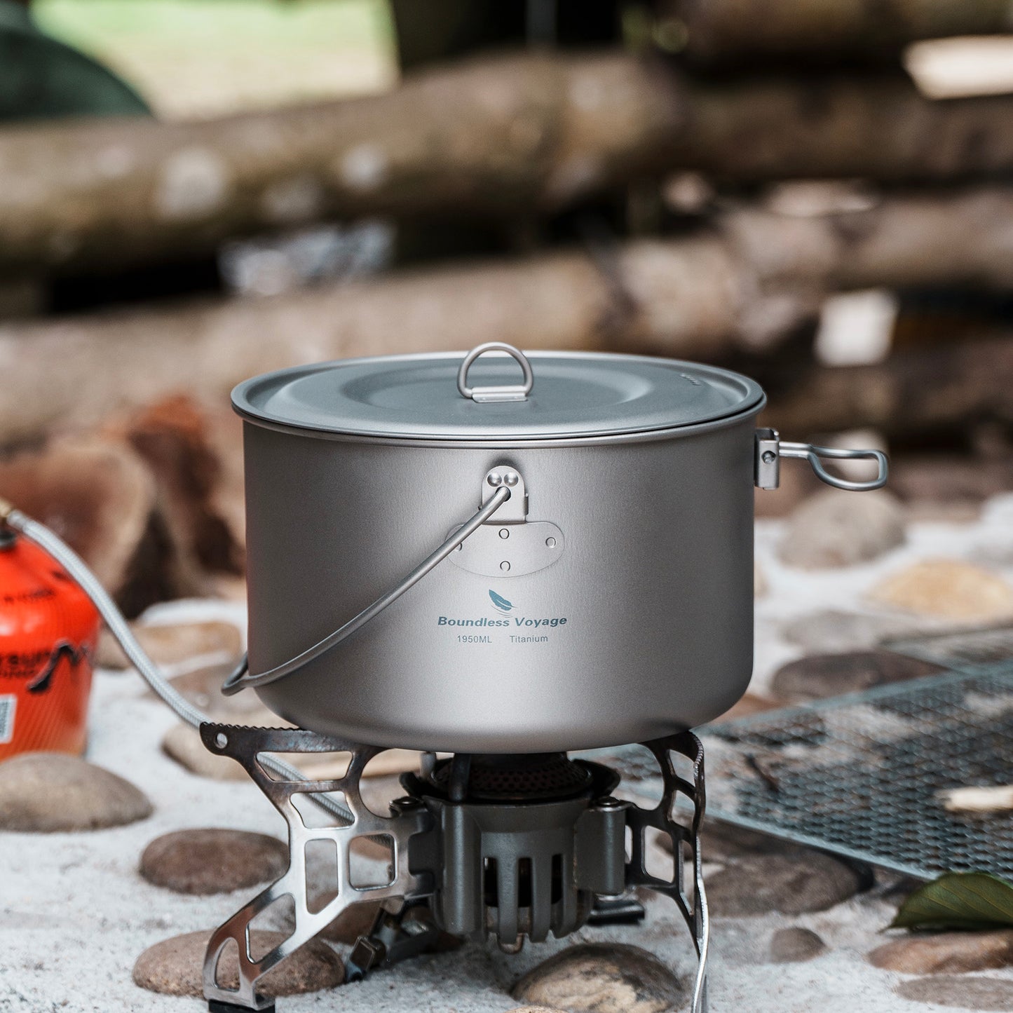 Boundless Voyage Titanium Hanging Pot for Outdoor Camping Backpacking Hiking Ultralight Portable Cooking Pot Camp Kitchen Cookware 1300ML/1950ML/2900ML Ti2043C-Ti2045C