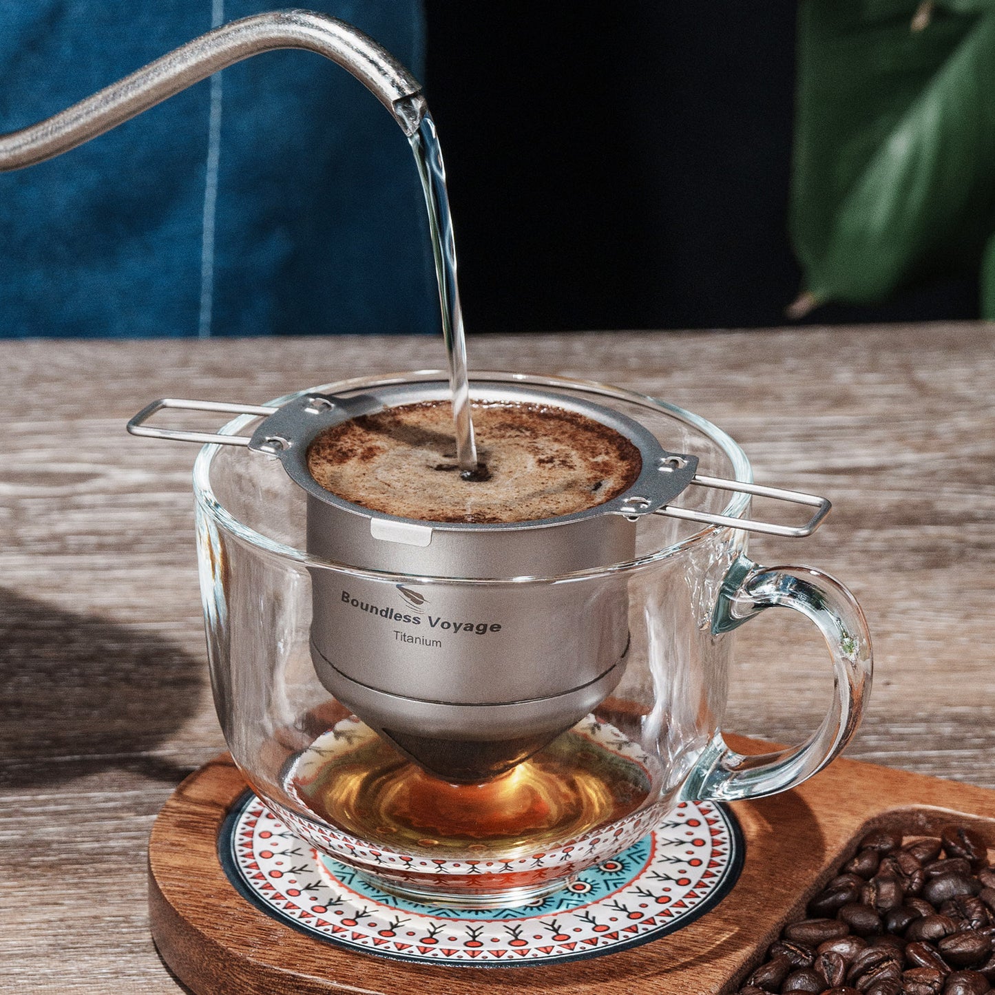 Boundless Voyage Titanium Folding Coffee Drip Filter, Ultralight Portable Hanging Ear Hand Brew Coffee Filter, Fits Mugs with 6.5cm–12.5cm Diameter Ti6002P